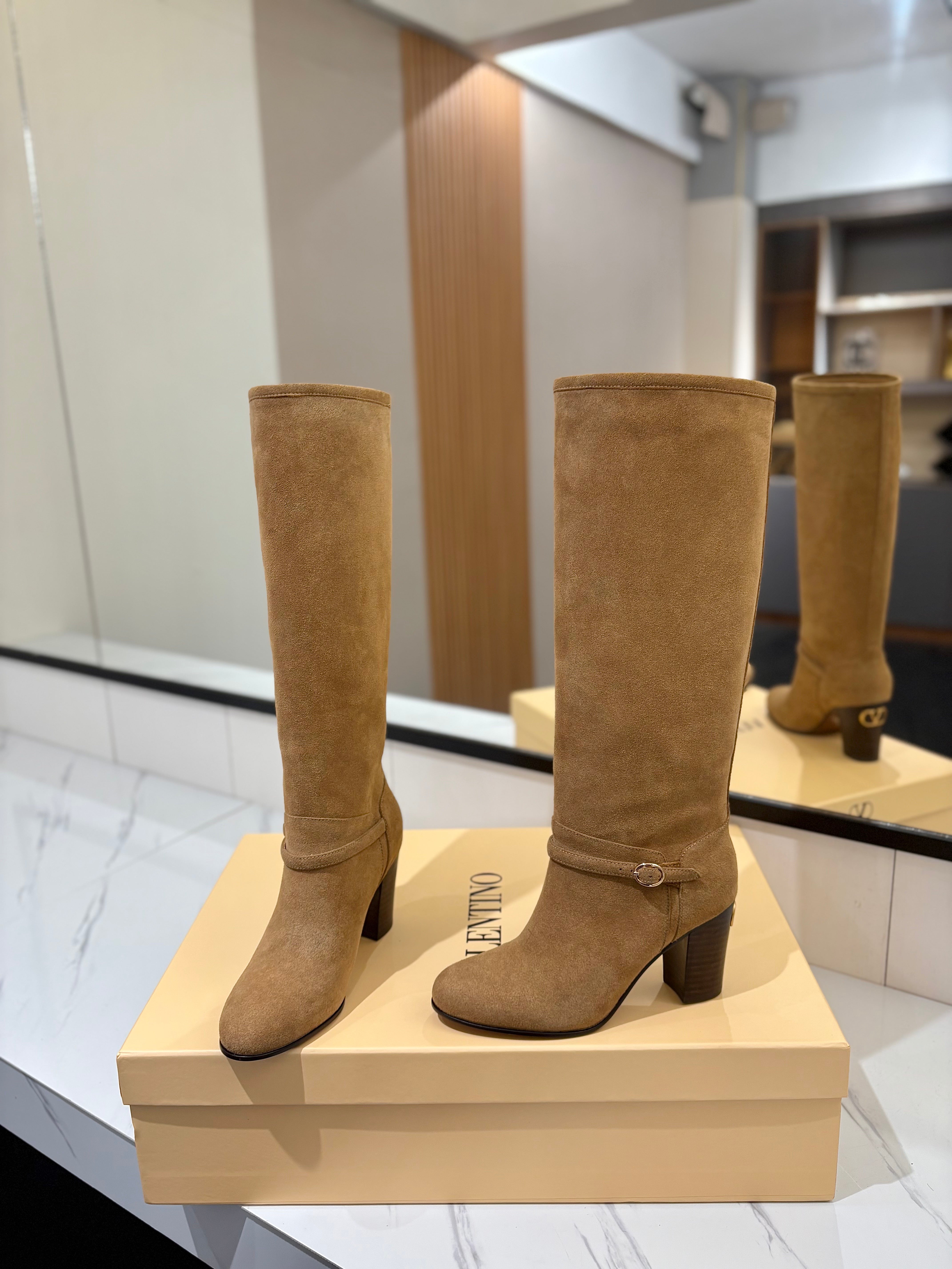 Valentino 2025 Pattie High Boot Tan Suede 560738