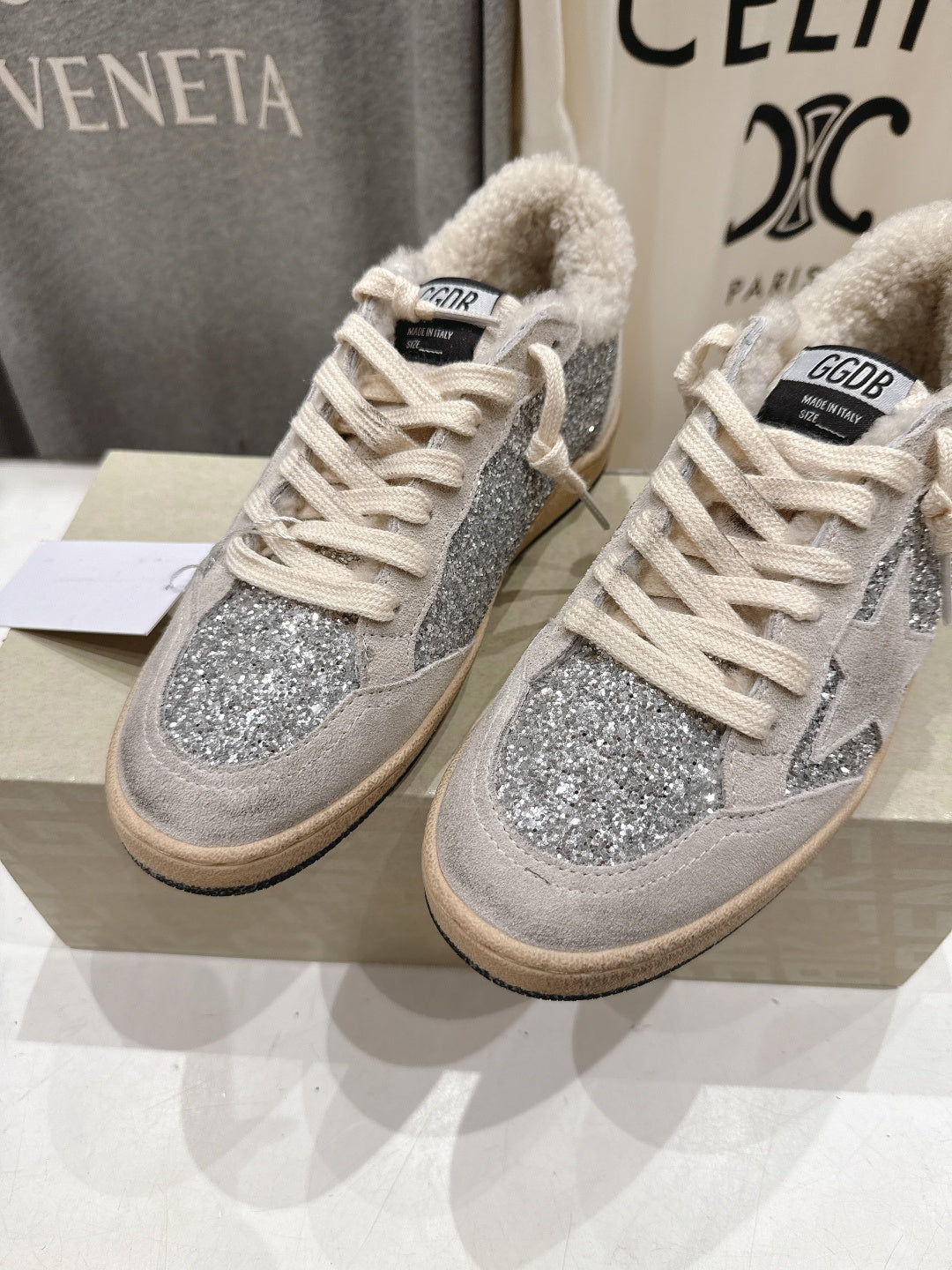 Golden Goose 2025 Wool-Lined Dirty Sneaker Light Gray mix Silver Suede 491649