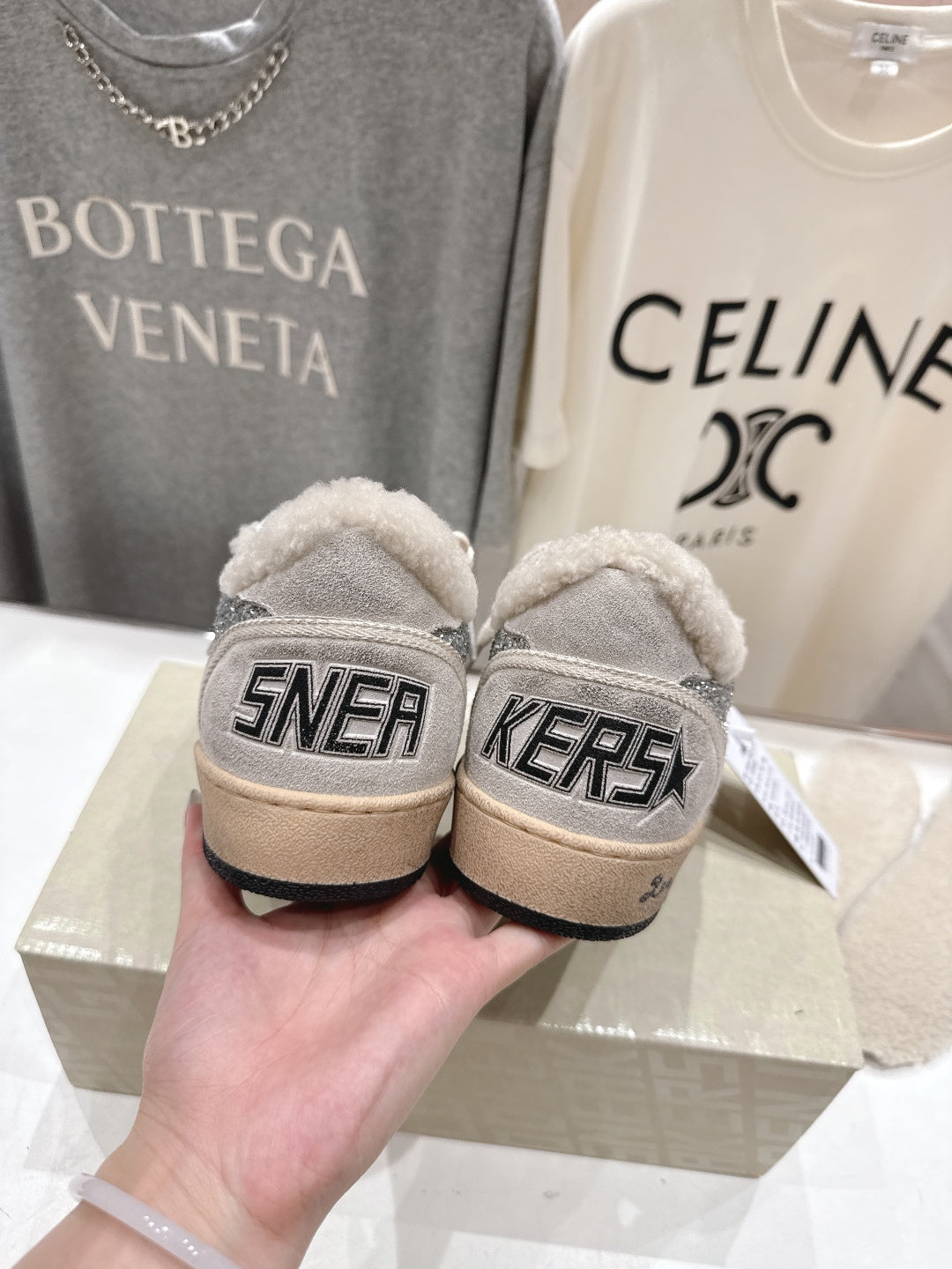 Golden Goose 2025 Wool-Lined Dirty Sneaker Light Gray mix Silver Suede 491649