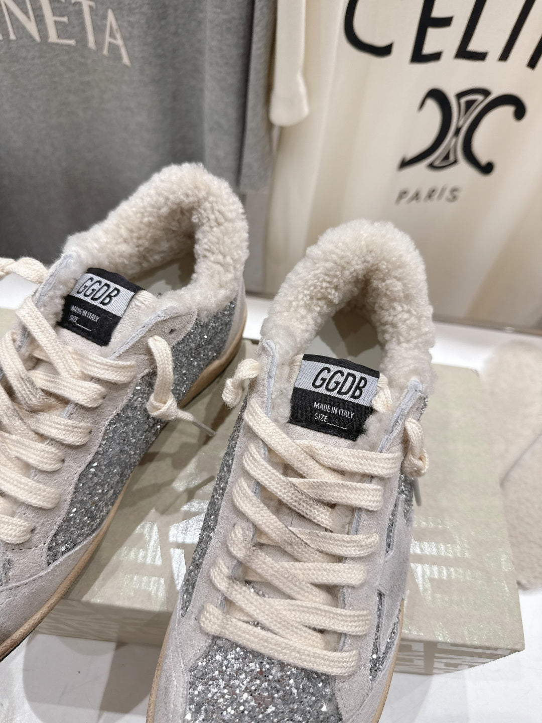 Golden Goose 2025 Wool-Lined Dirty Sneaker Light Gray mix Silver Suede 491649