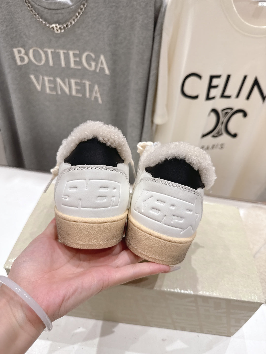 Golden Goose 2025 Wool-Lined Dirty Sneaker Ivory Cowhide 491649