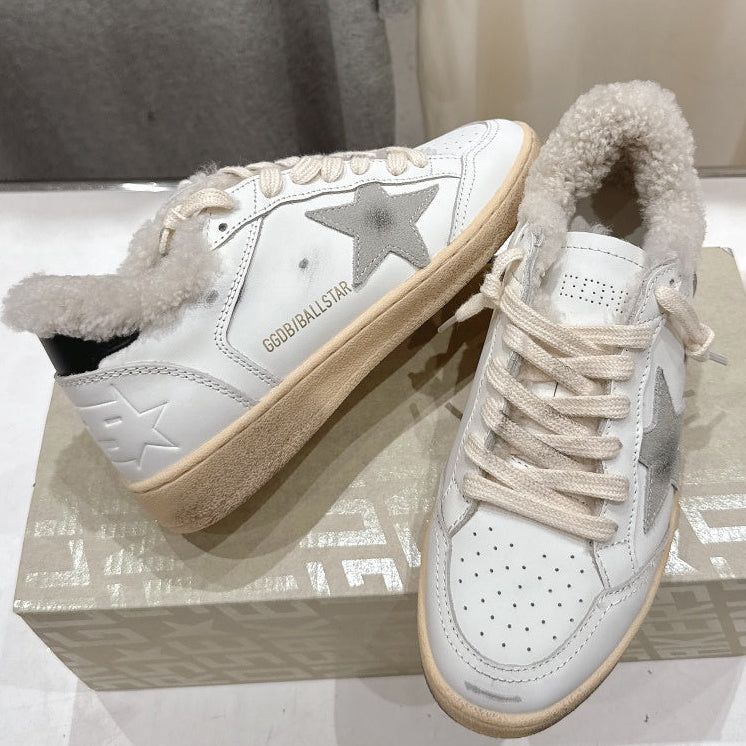 Golden Goose 2025 Wool-Lined Dirty Sneaker Ivory Cowhide 491649