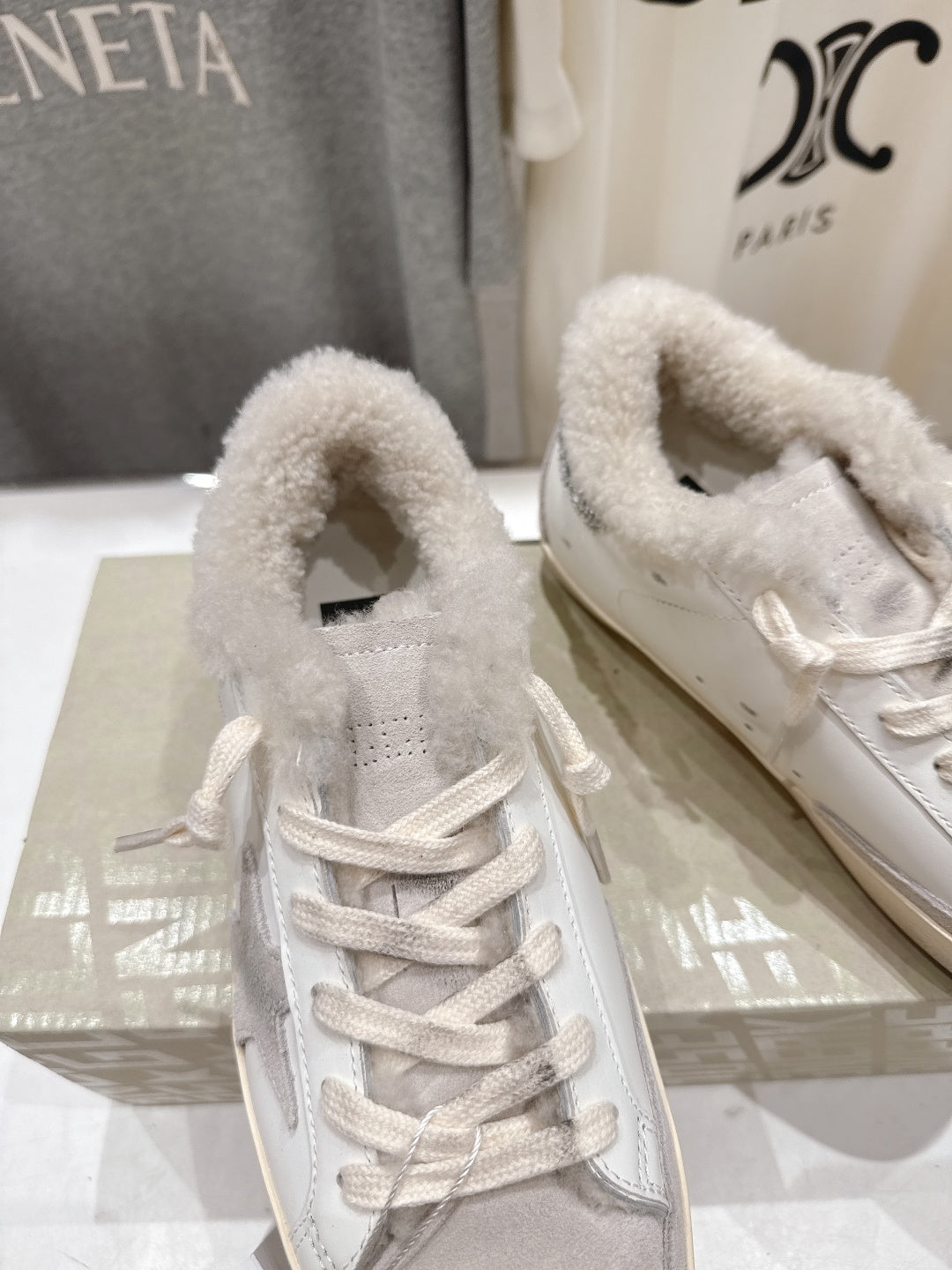 Golden Goose 2025 Wool-Lined Dirty Sneaker Ivory Silver Cowhide 491656