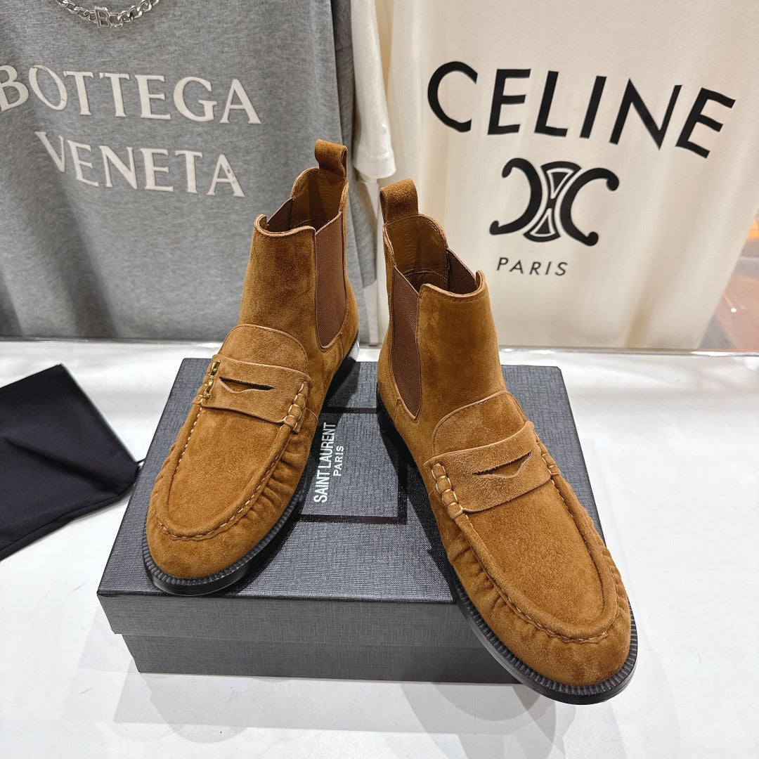 YSL 2025 High-top Loafer Tan Suede 567588