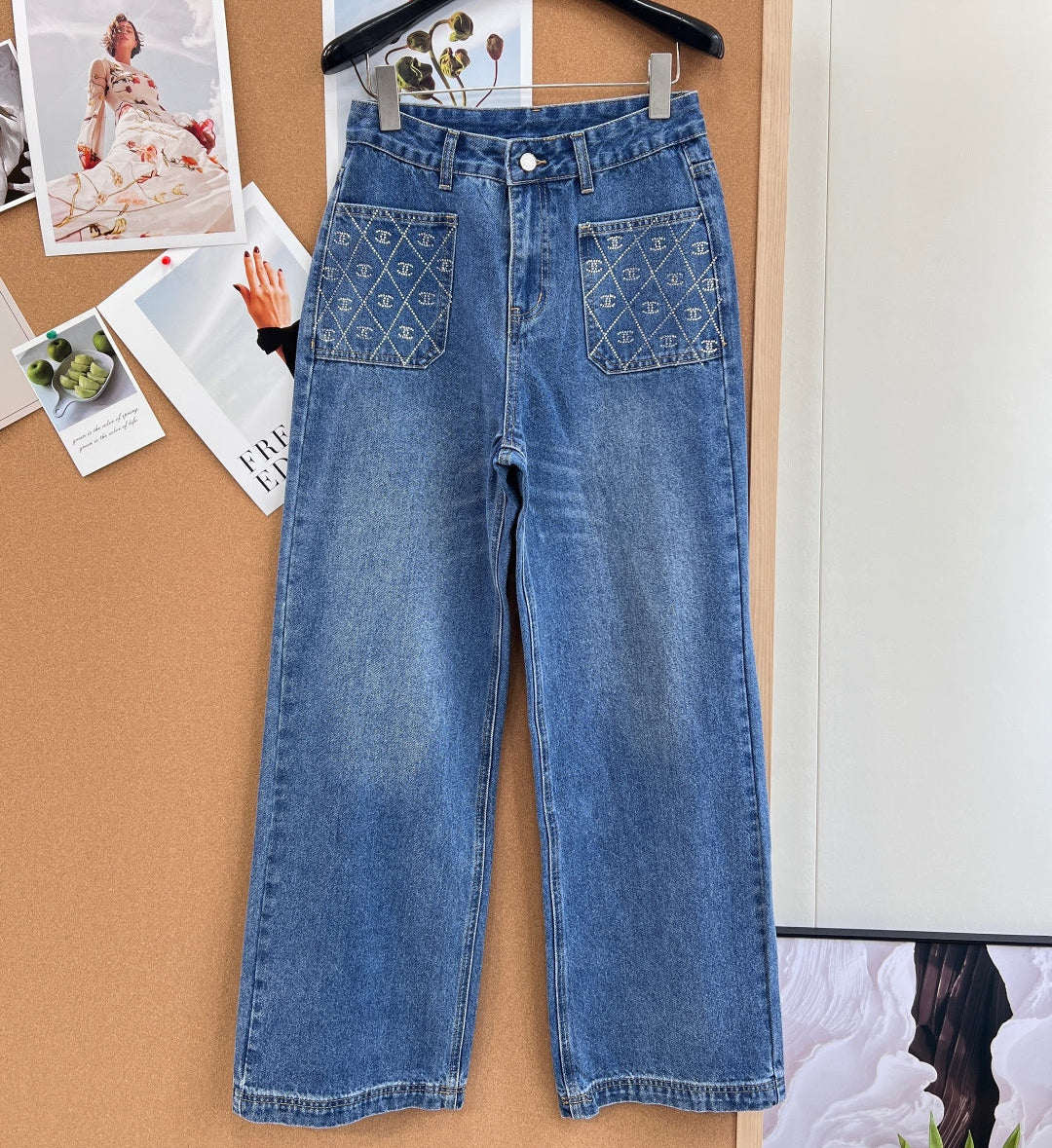 Chanel 2026 Jeans With Rhinestone Pockets Blue Cotton 148279