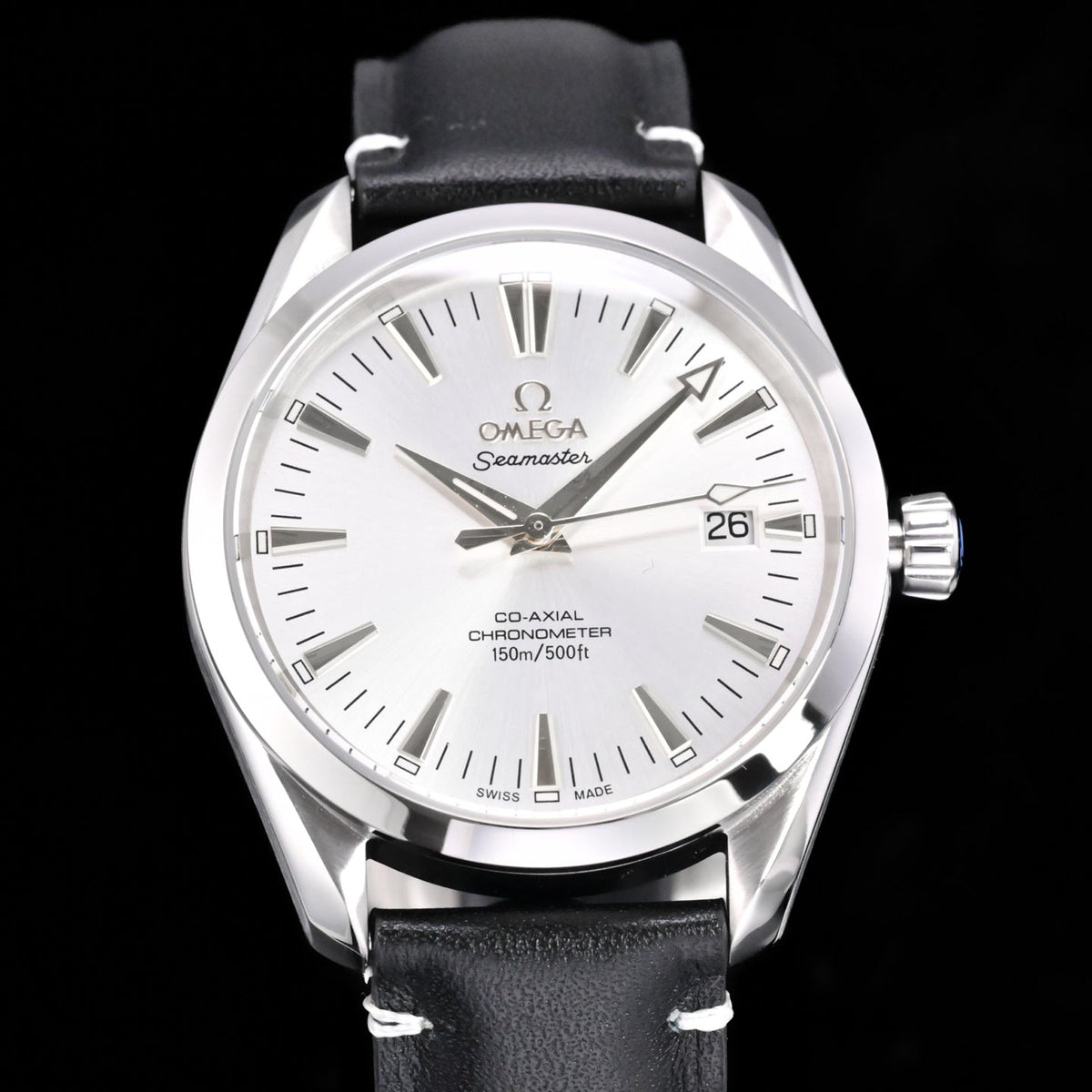 Omega Seamaster 150M Aqua Terra Observatory 39mm  Black Leather Strap