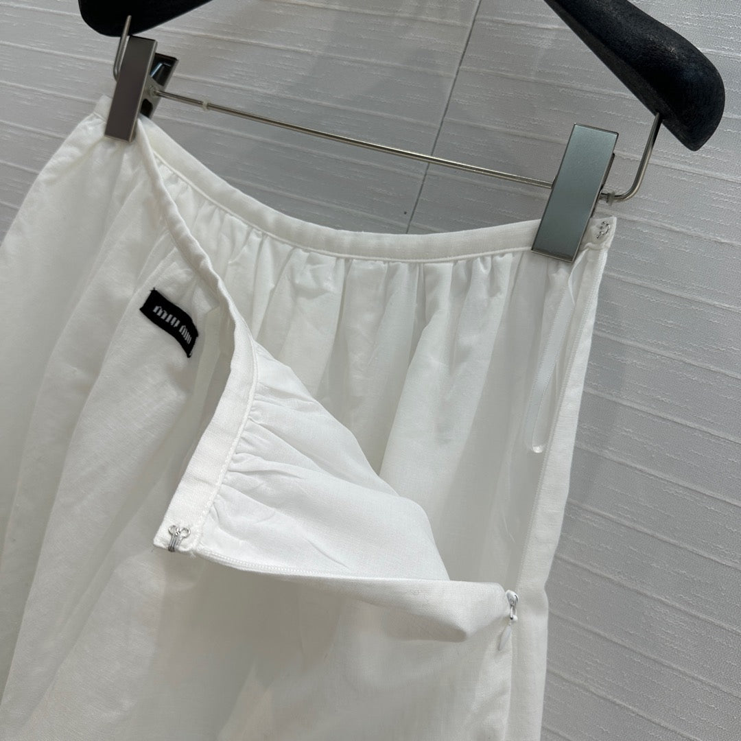 Miumiu 25 Skirt White Linen Cotton