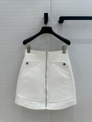 Hm 25  Zippered Skirt White Cotton
