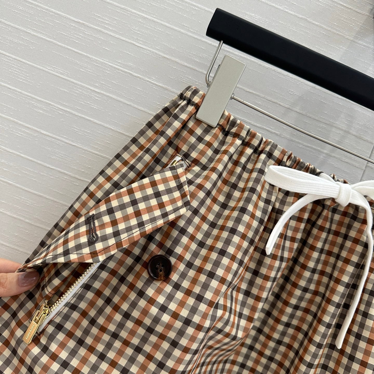 Miu Miu Puffy Mini Skirt Beige Brown Polyester