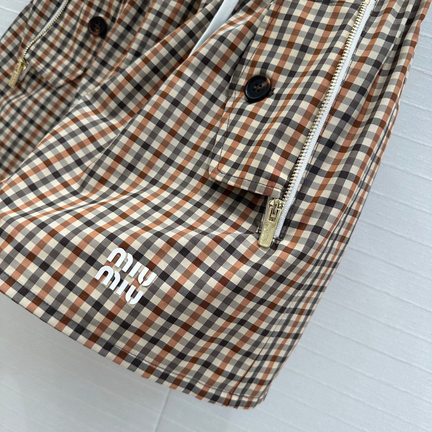 Miu Miu Puffy Mini Skirt Beige Brown Polyester