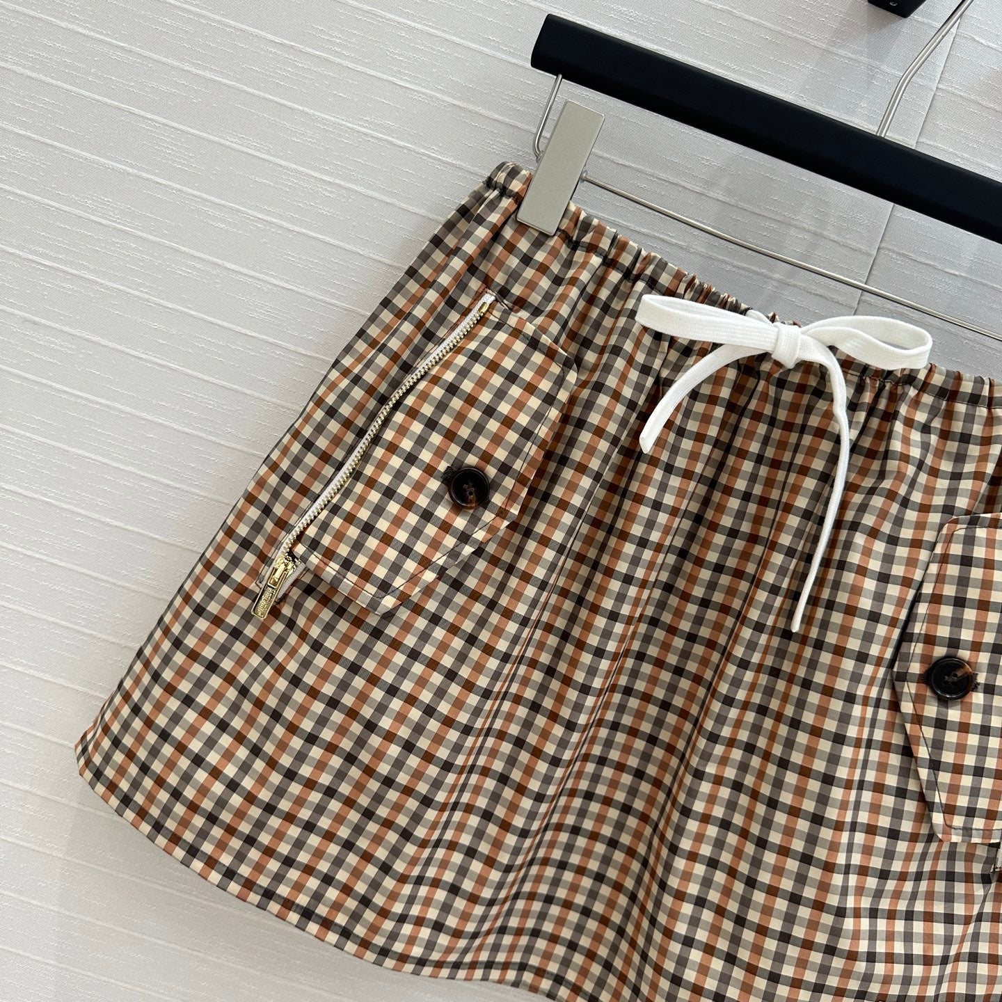 Miu Miu Puffy Mini Skirt Beige Brown Polyester