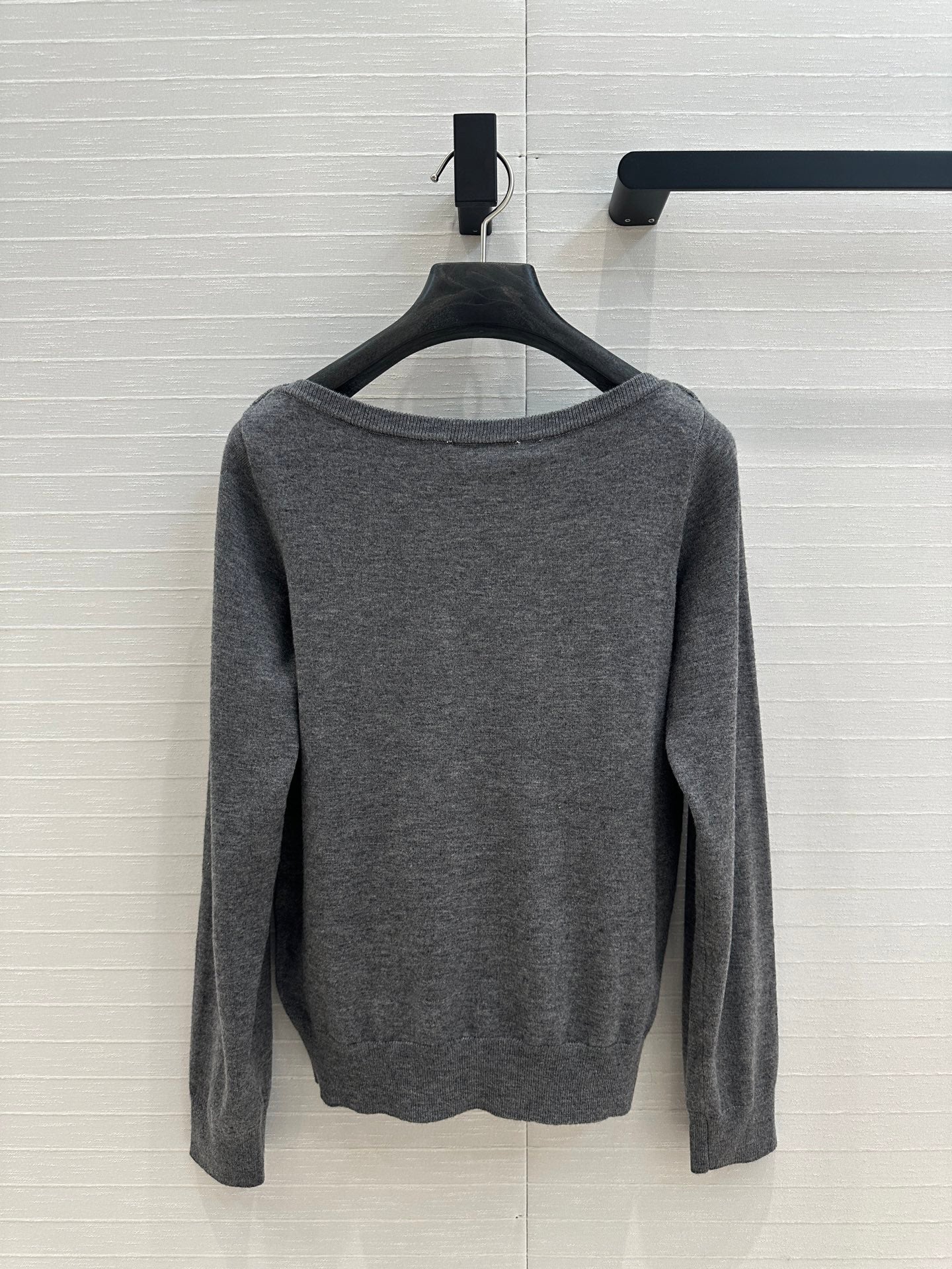 Miu Miu Boat Neck Sweater Gray Wool
