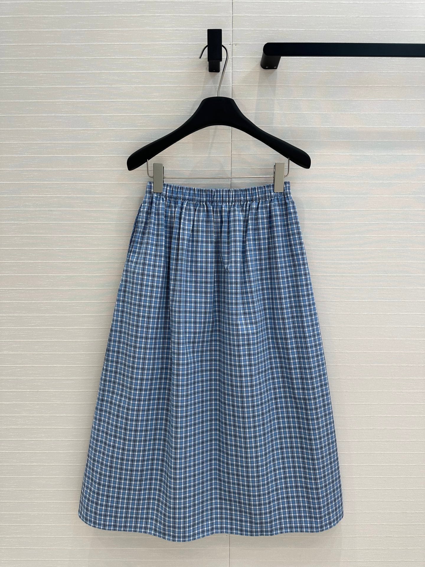 Miu Miu Plaid Skirt Blue Cotton