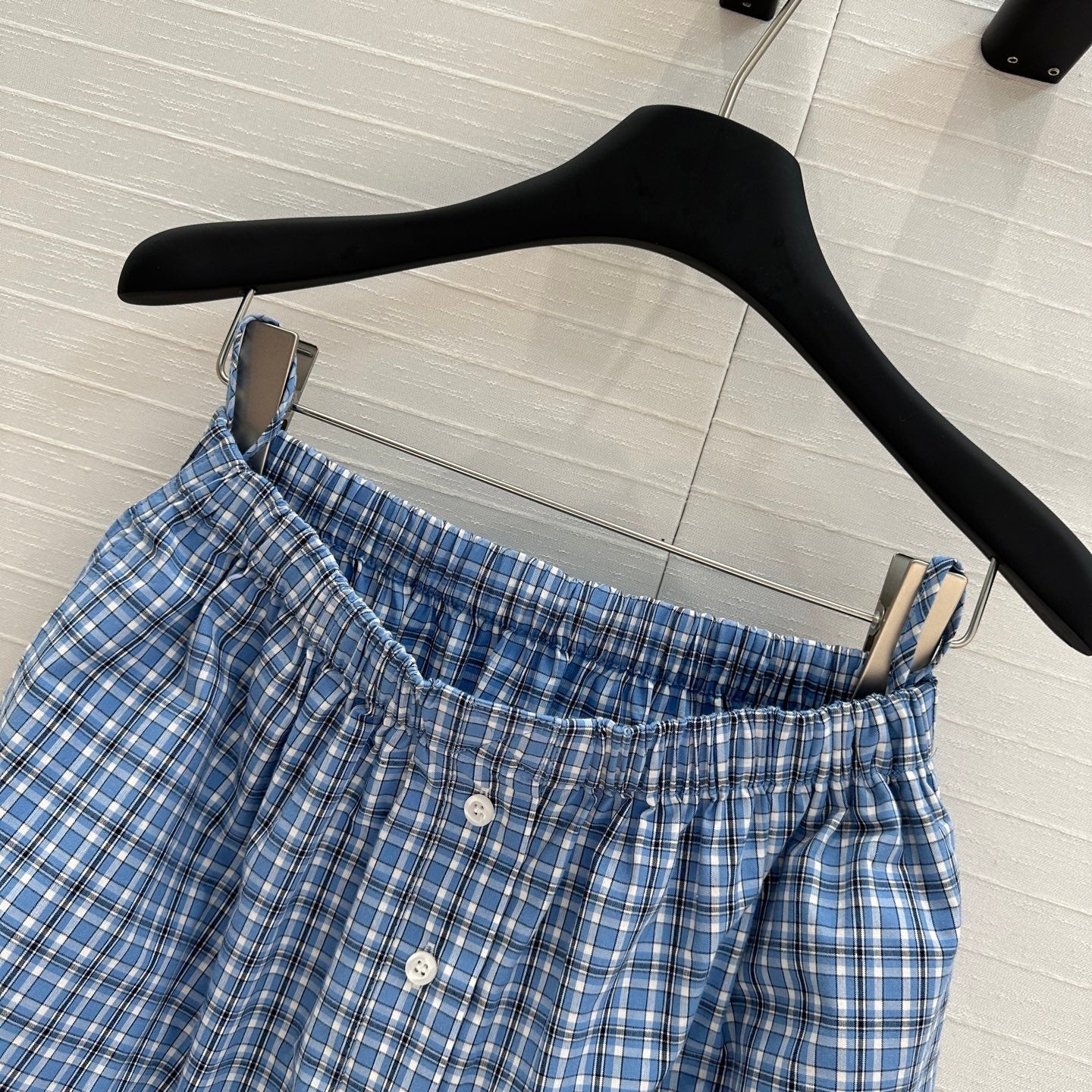 Miu Miu Plaid Skirt Blue Cotton