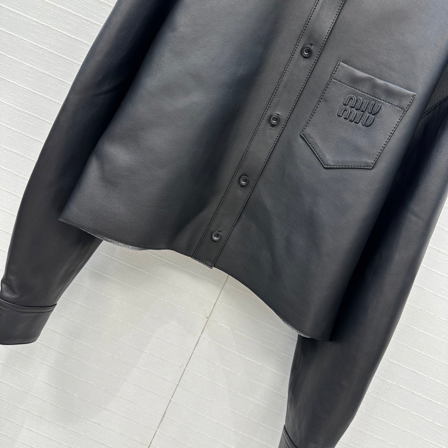 Miu Miu 25 Short Coat Black Lambskin