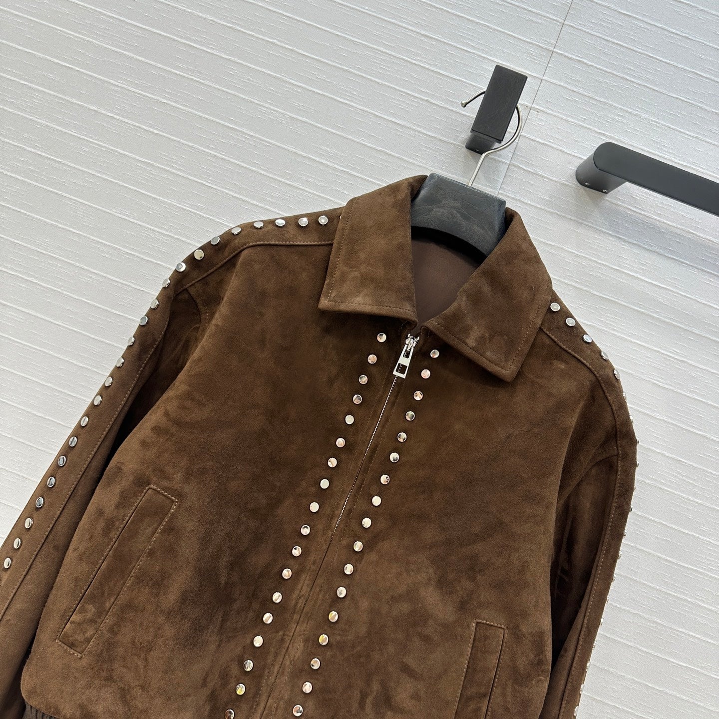 Loewe 25 Jacket Earth Brown Lambskin And Suede