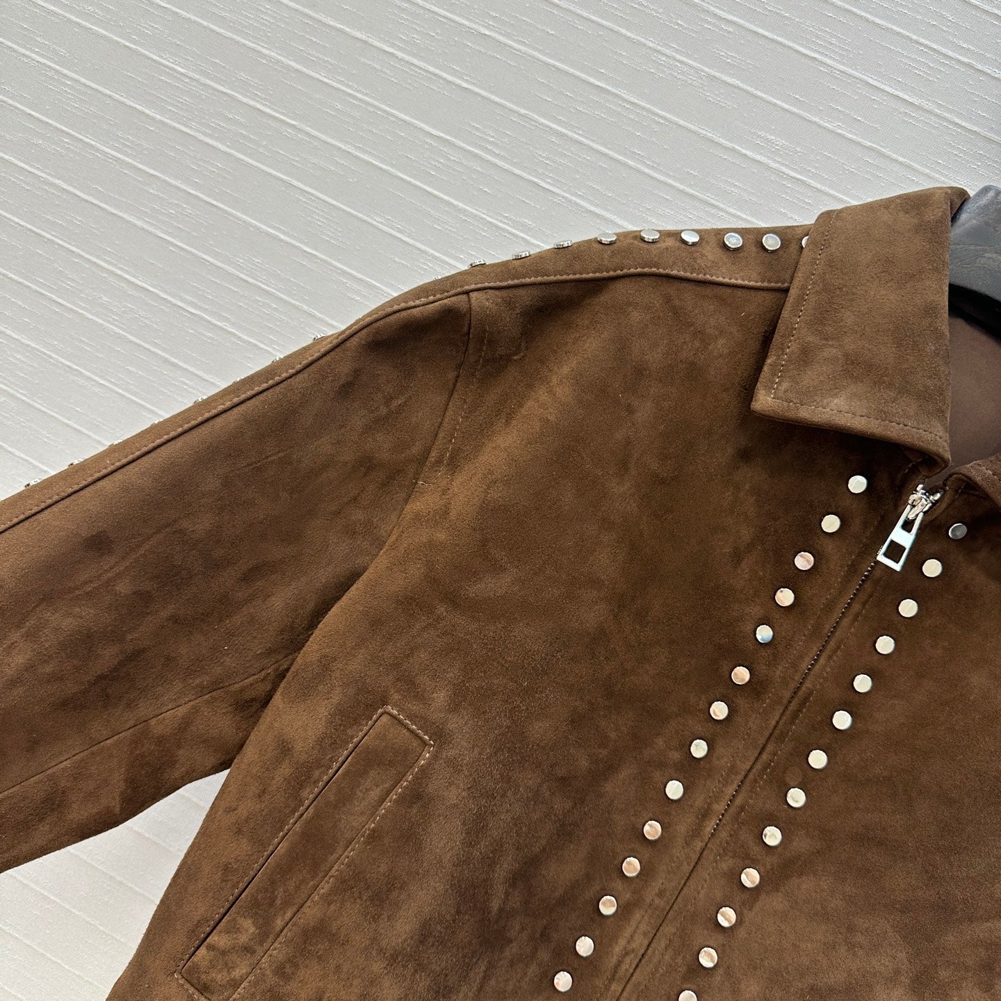 Loewe 25 Jacket Earth Brown Lambskin And Suede