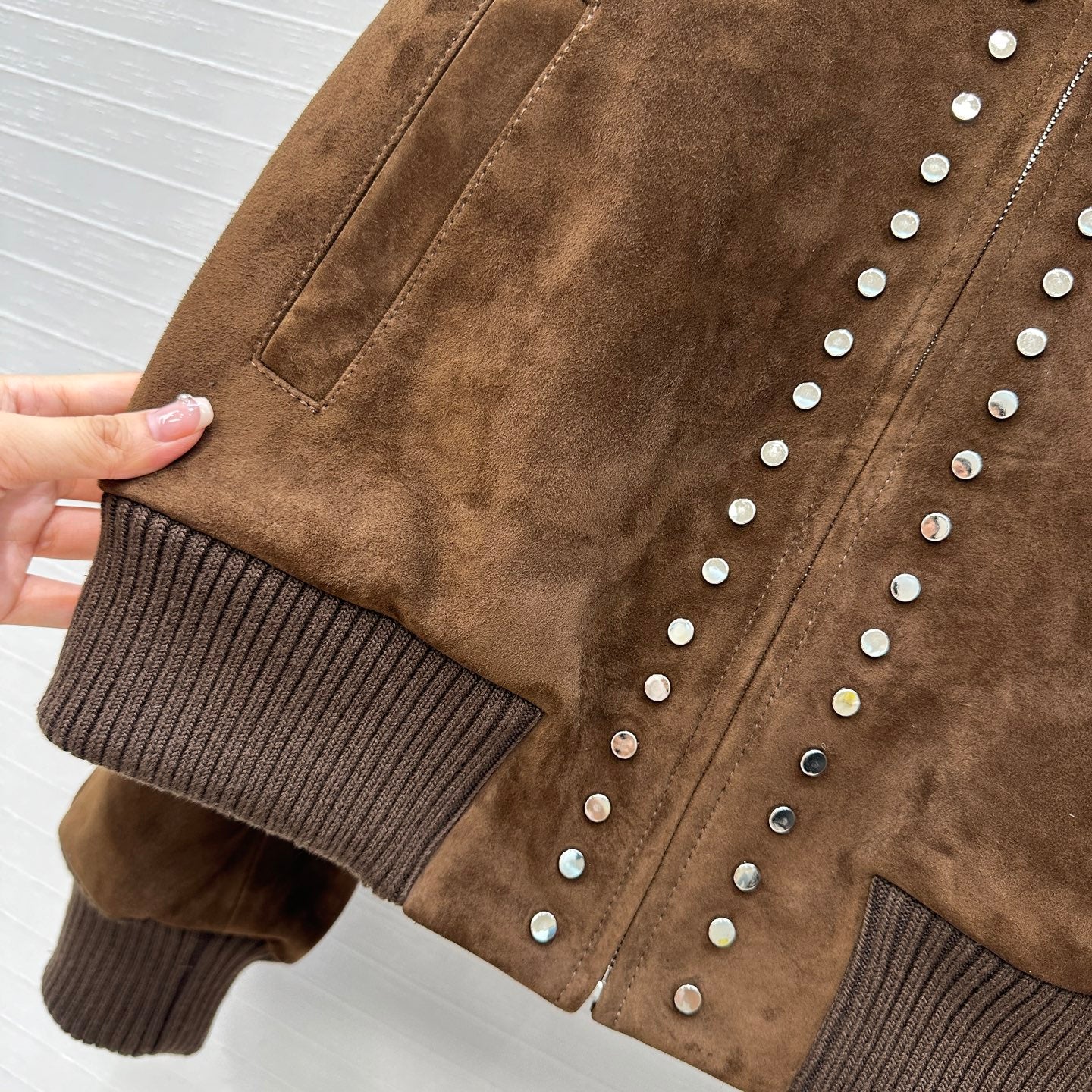 Loewe 25 Jacket Earth Brown Lambskin And Suede