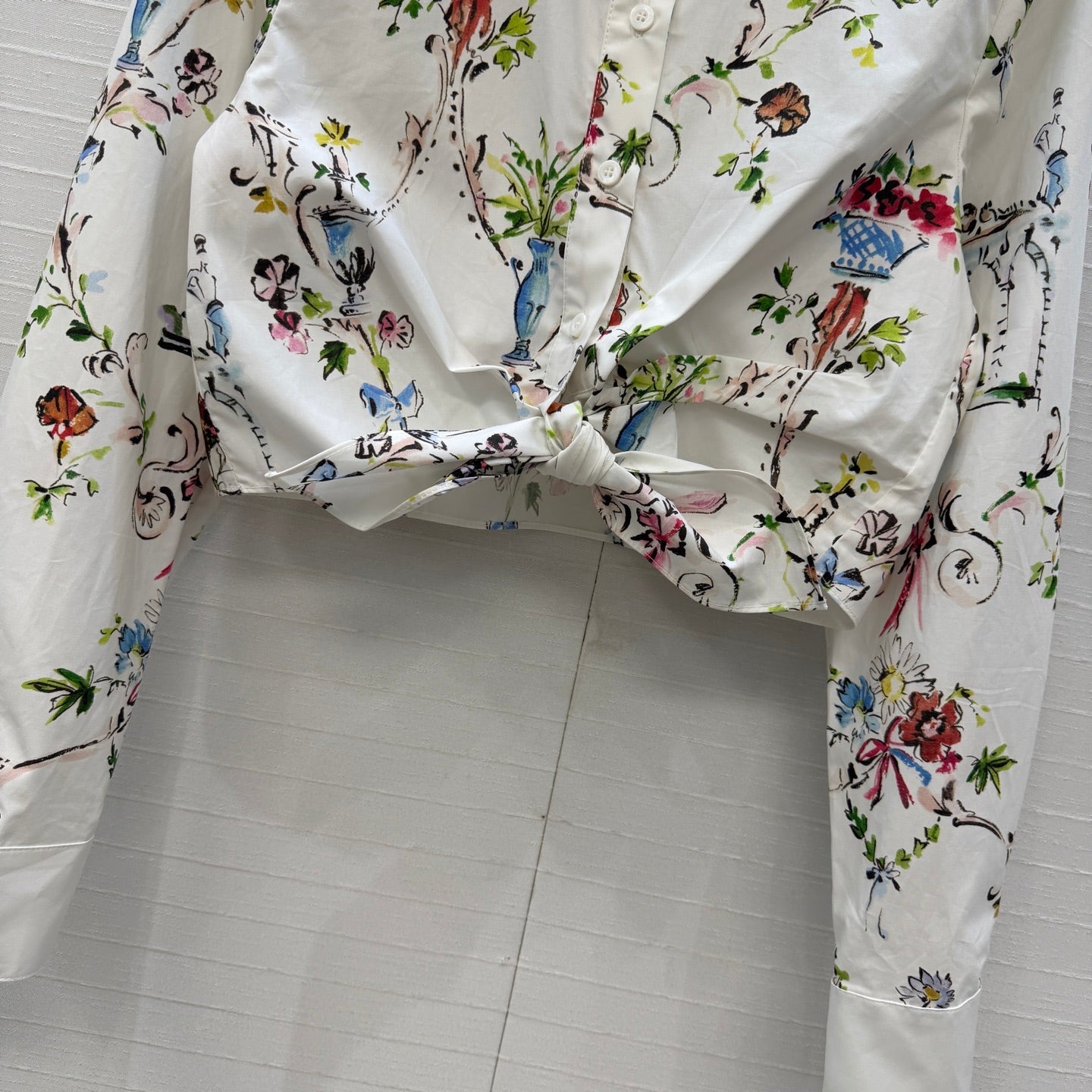 Dior 2026 Floral Print Shirt White Cotton 401995
