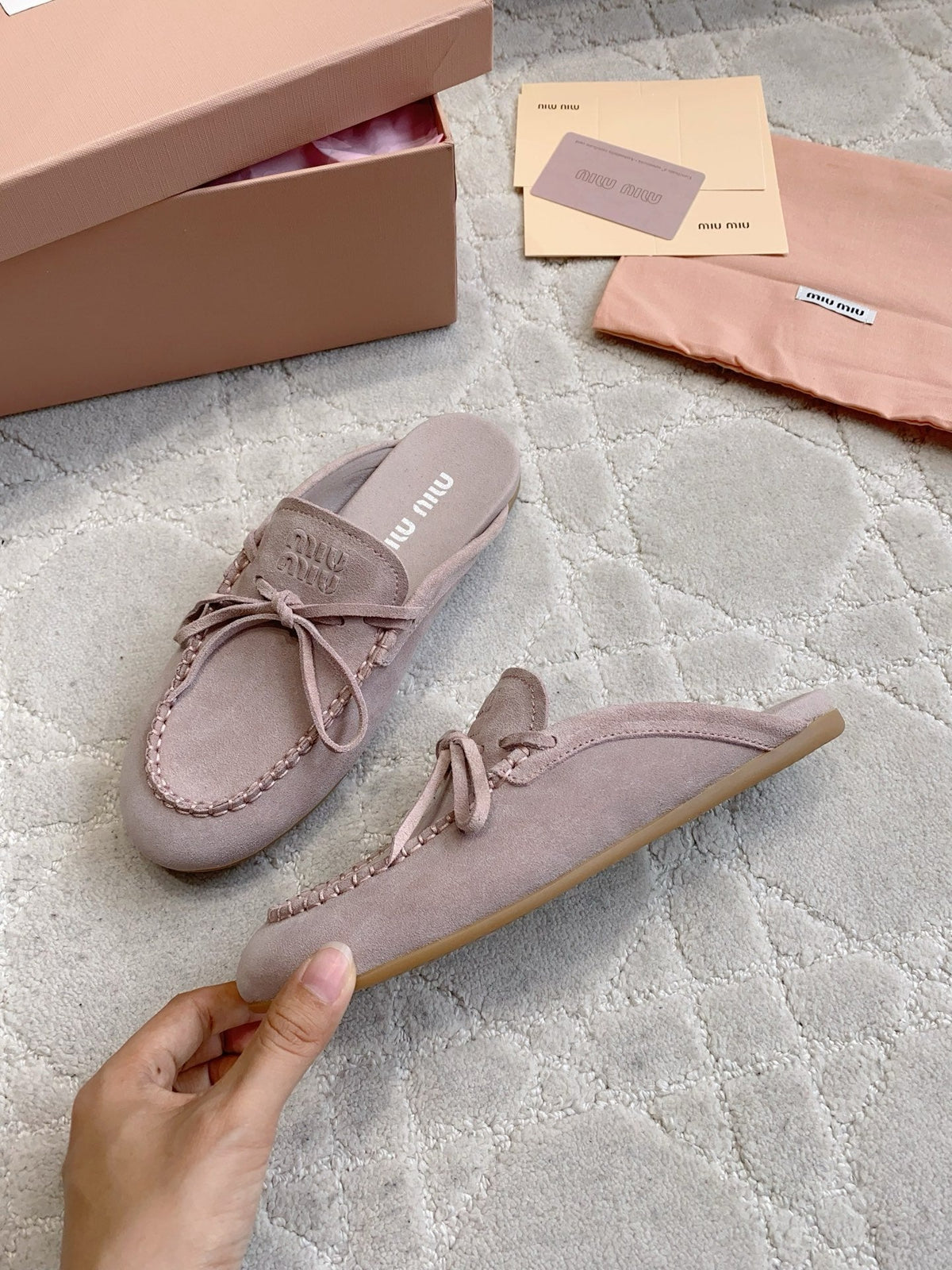 Miu Miu 2026 Bow-Tie Flat Shoe Suede 977033