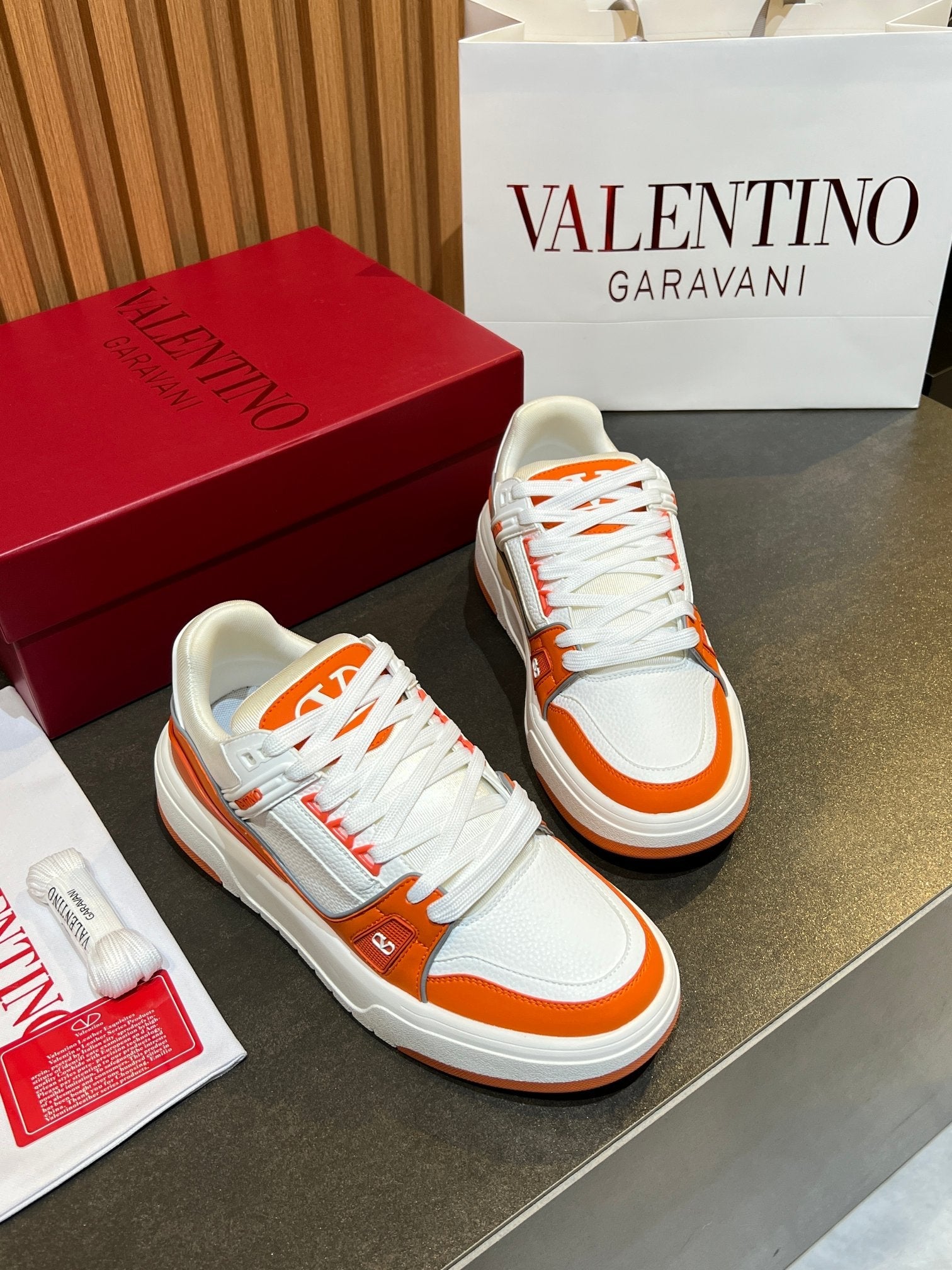 VT 25S Couple Sneakers White Orange Calfskin 563113