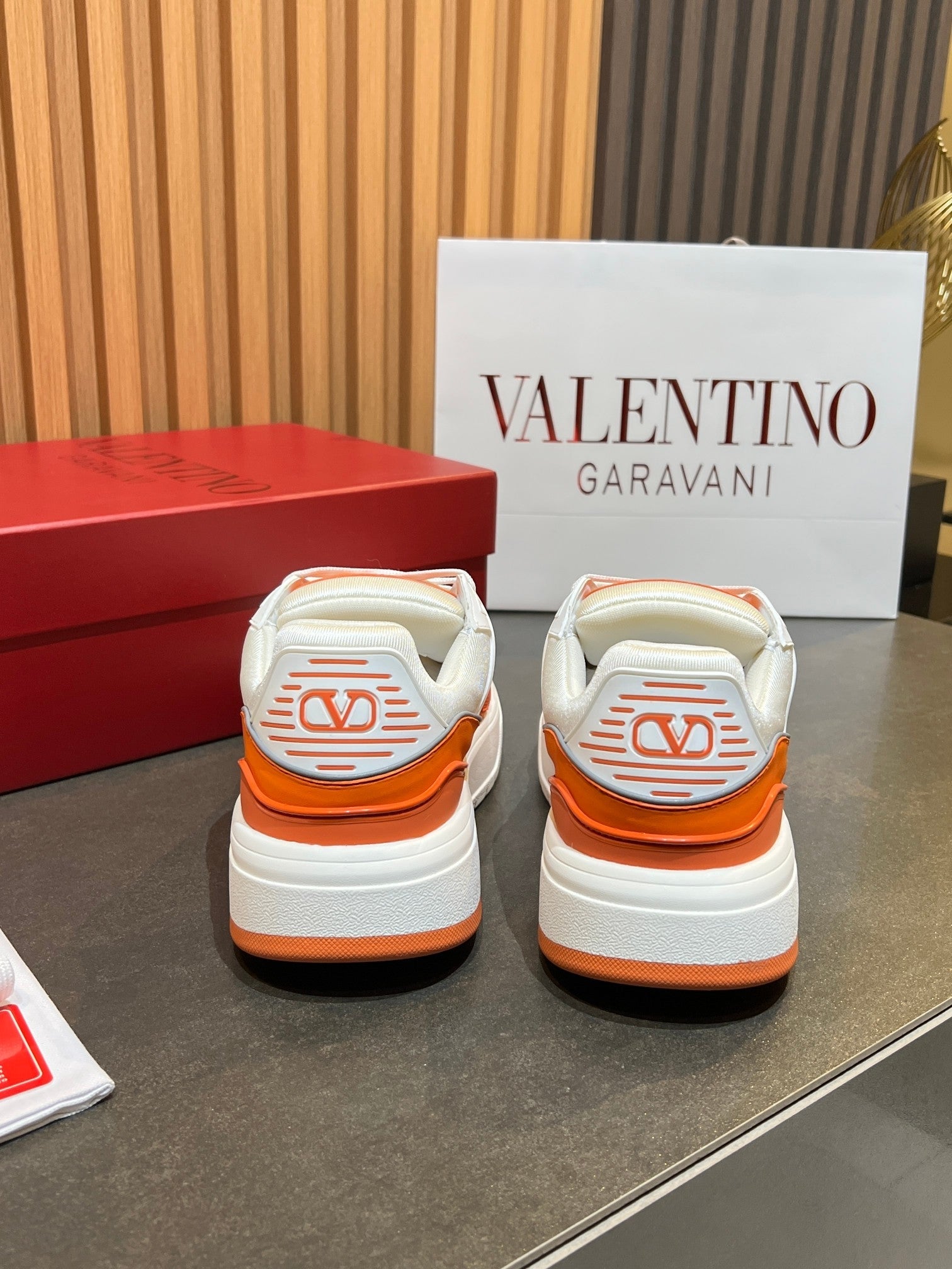 VT 25S Couple Sneakers White Orange Calfskin 563113