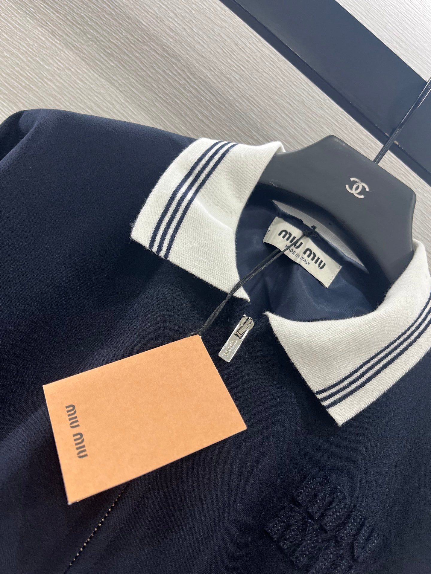 Miu Miu 25 Crop Top Wool Set Navy Blue 283087