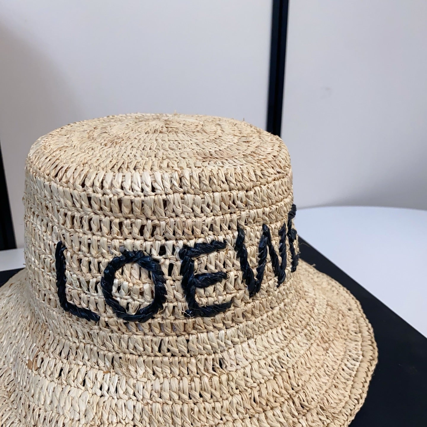 Loewe Embroidered Logo Raffia Bucket Hat 269027