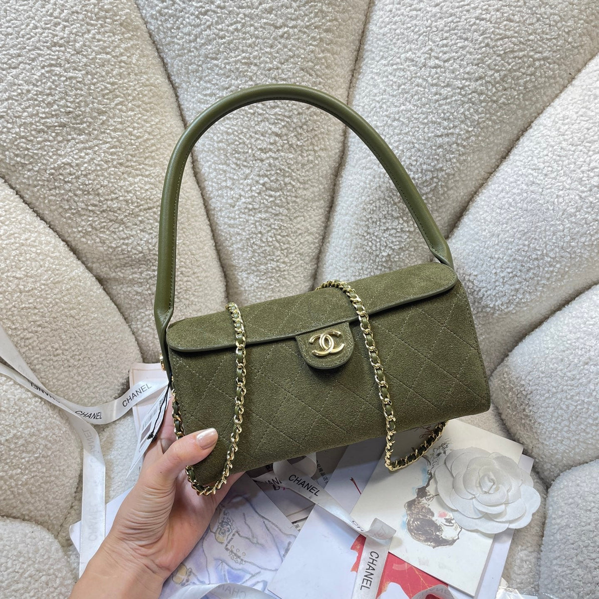 Chane 2026 Clutch With Chain 23cm Suede Leather 378585