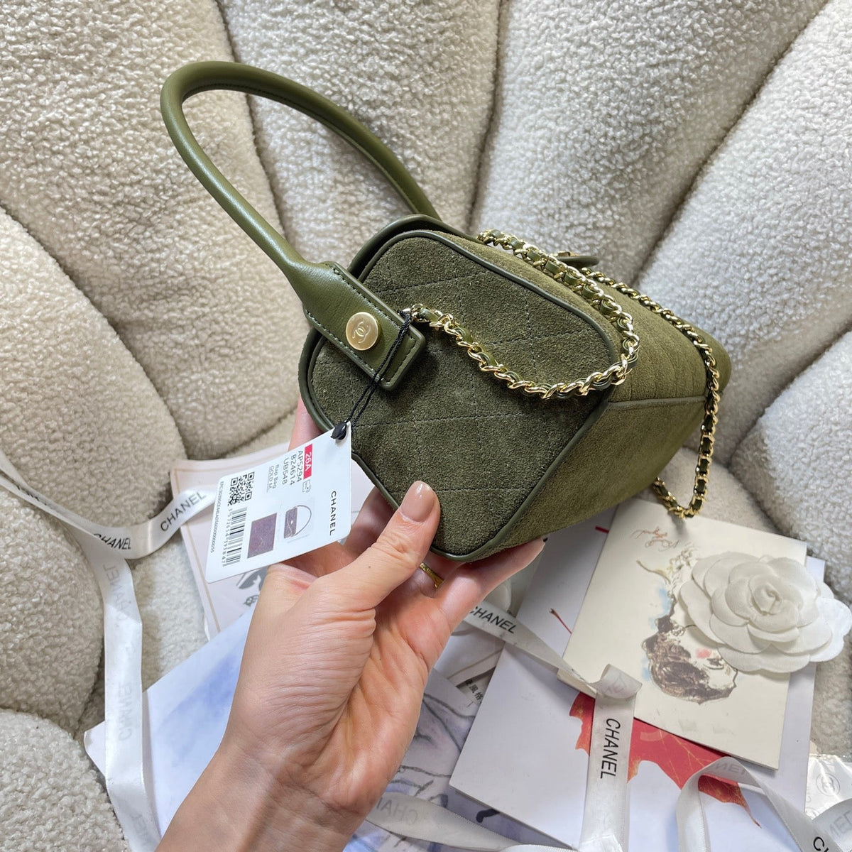 Chane 2026 Clutch With Chain 23cm Suede Leather 378585