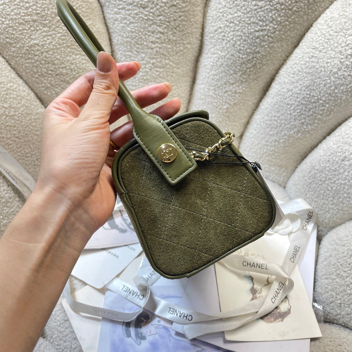 Chane 2026 Clutch With Chain 23cm Suede Leather 378585