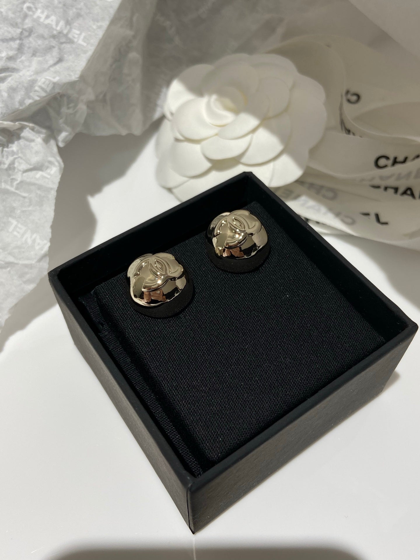 CC Sphere Stud Gold Double C Earrings