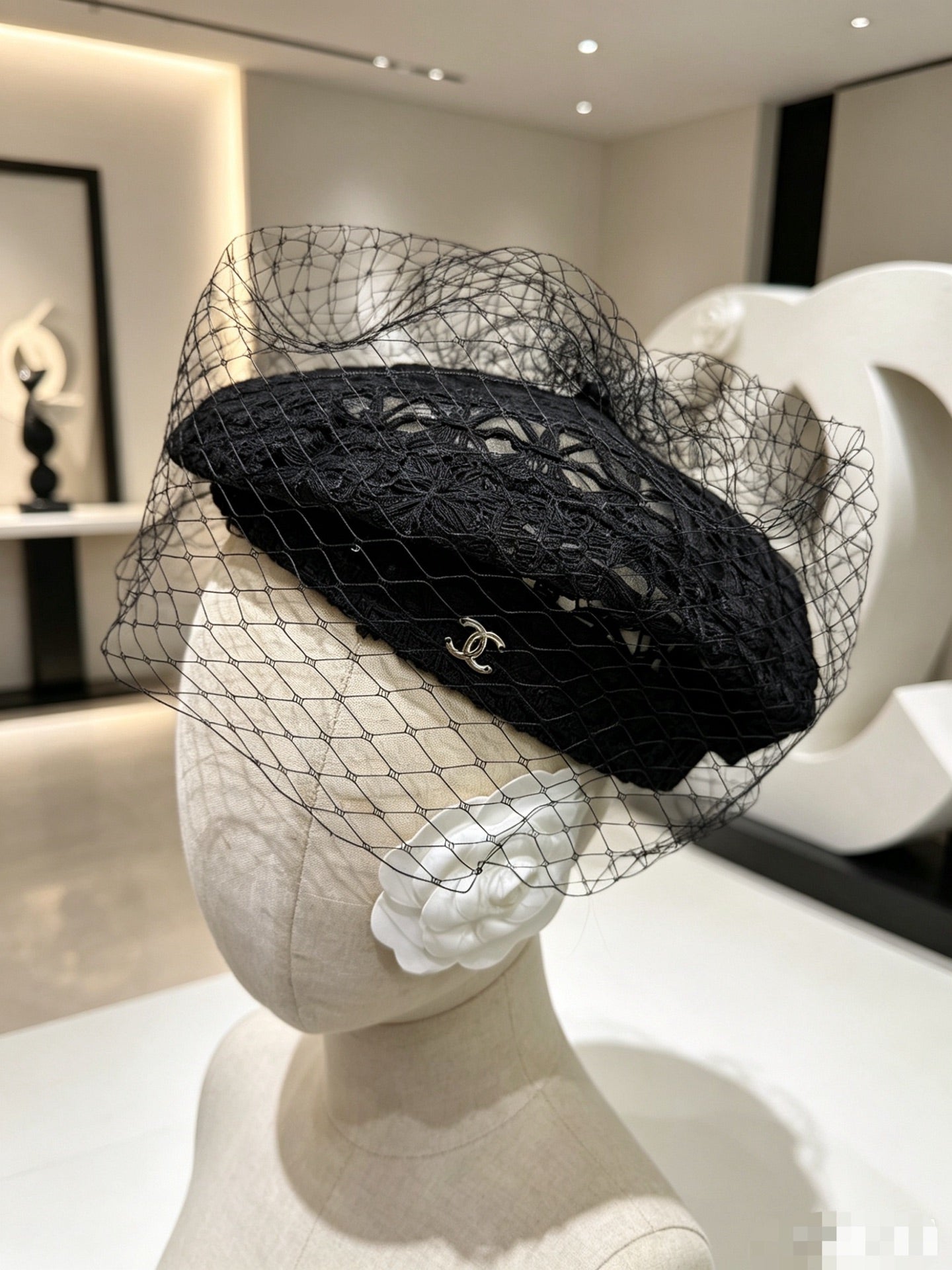 Chanel Lace Mesh Beret 413052