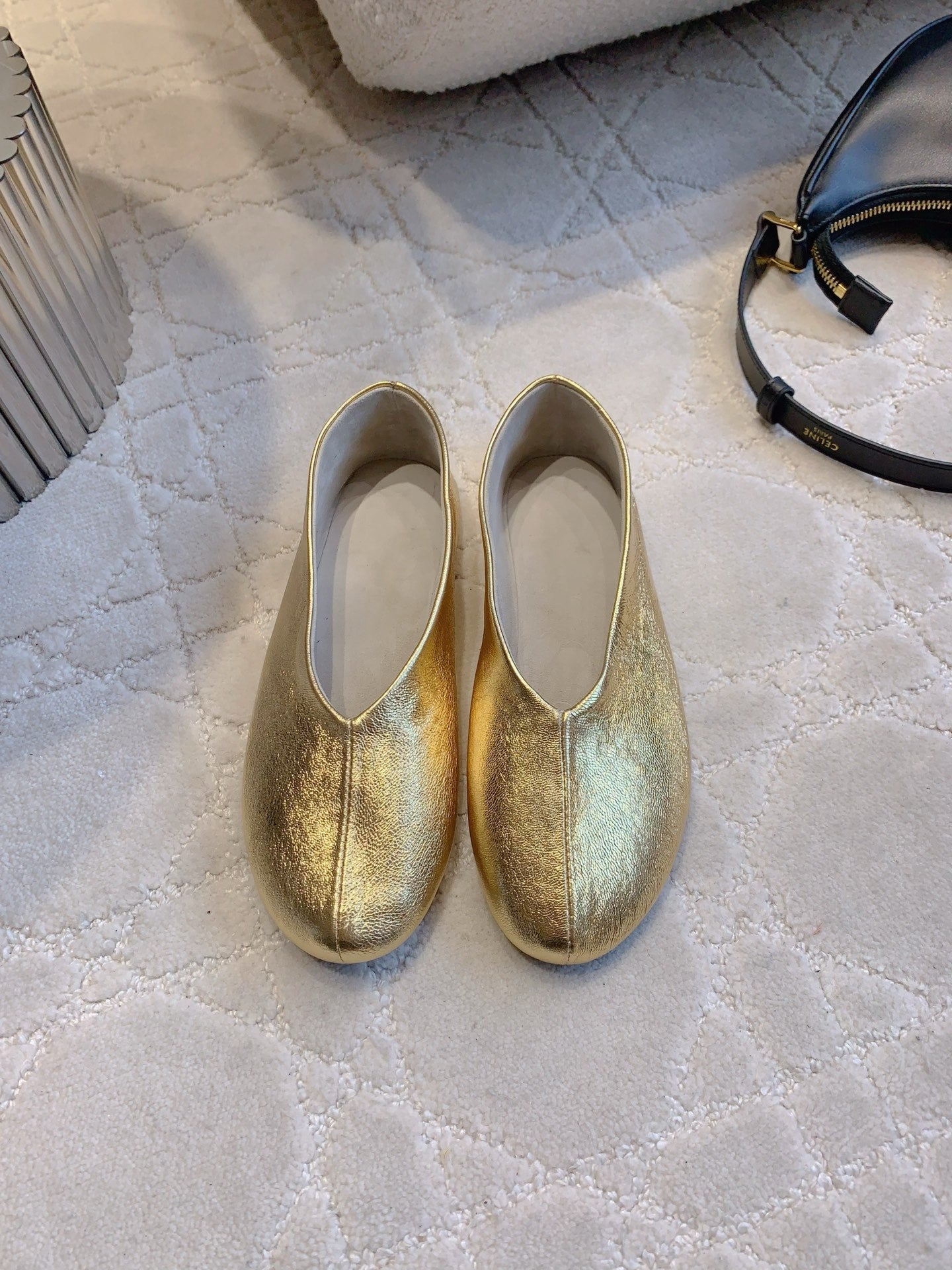 The Row 2025 Ballet Flat Gold Sheepskin 557425