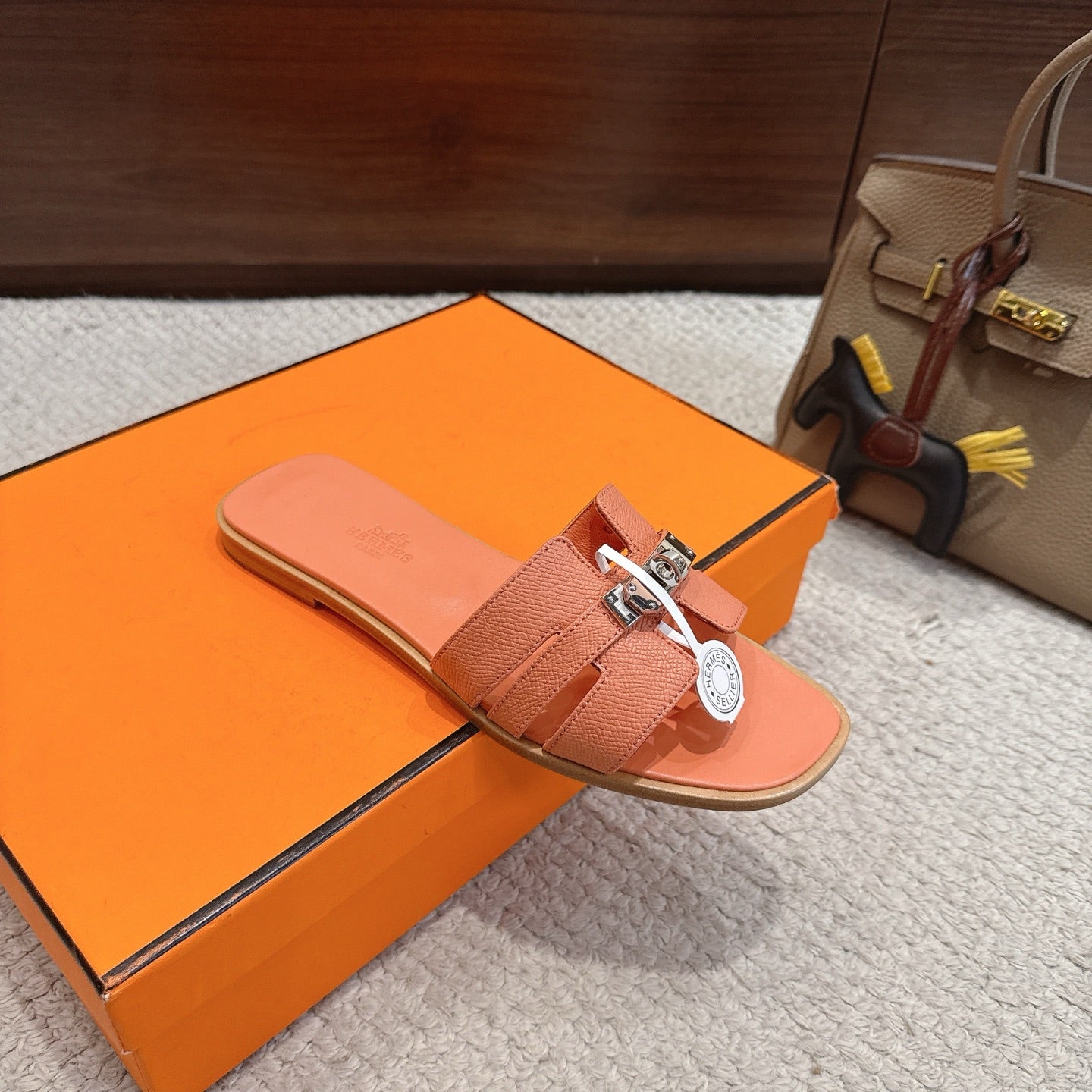 Hermes 2026 Sandal Peach Cowhide 804977