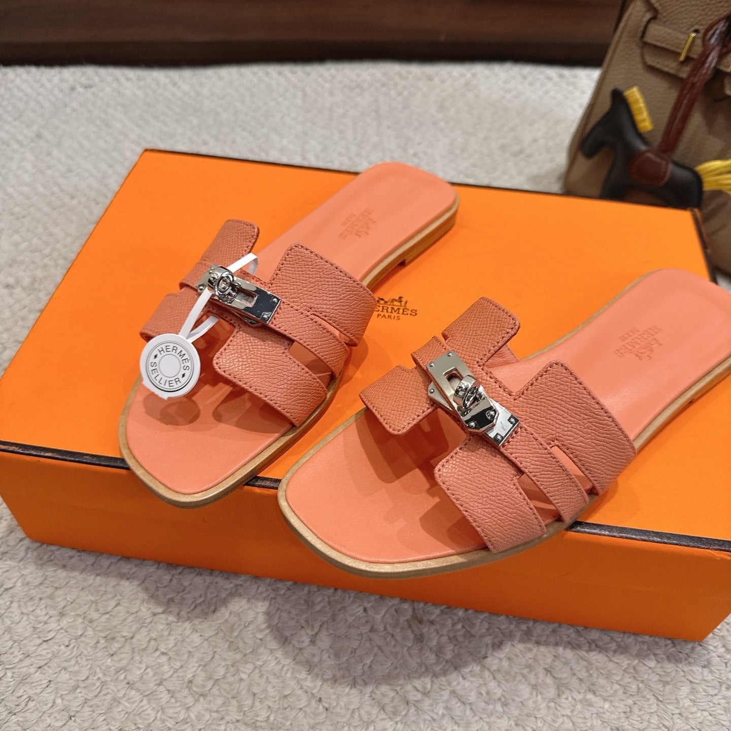 Hermes 2026 Sandal Peach Cowhide 804977