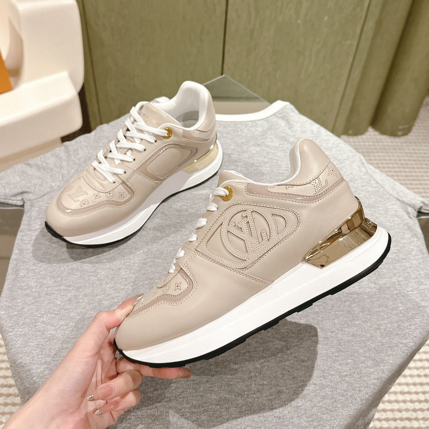 LV Neo Run Away Sneaker 50mm Beige Cowhide