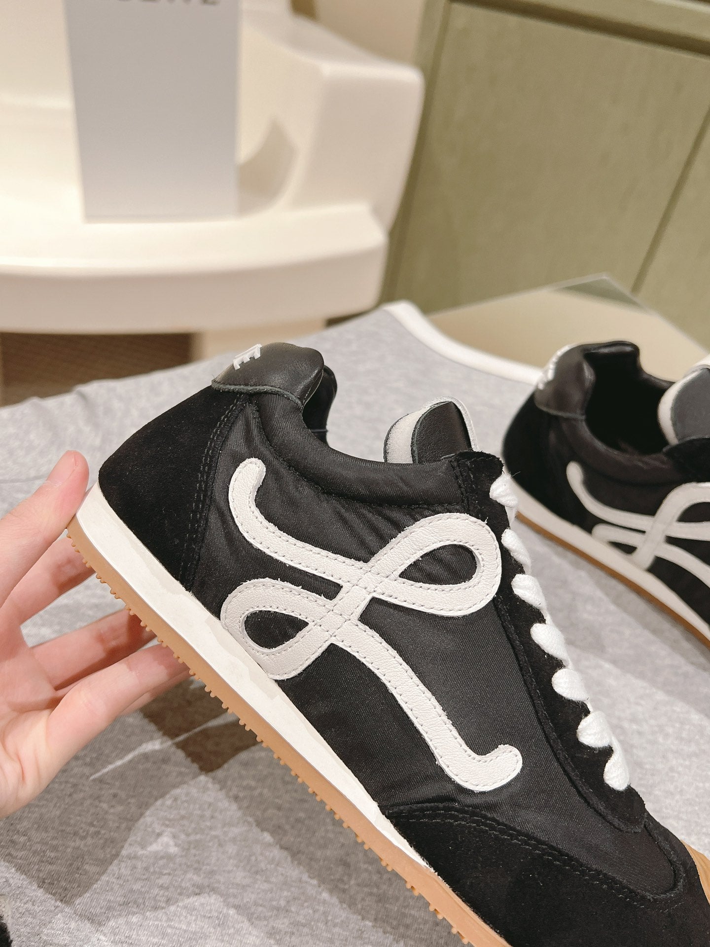 Loewe 2025 Ballet Runner 2.0 Sneaker Black White Suede 556041