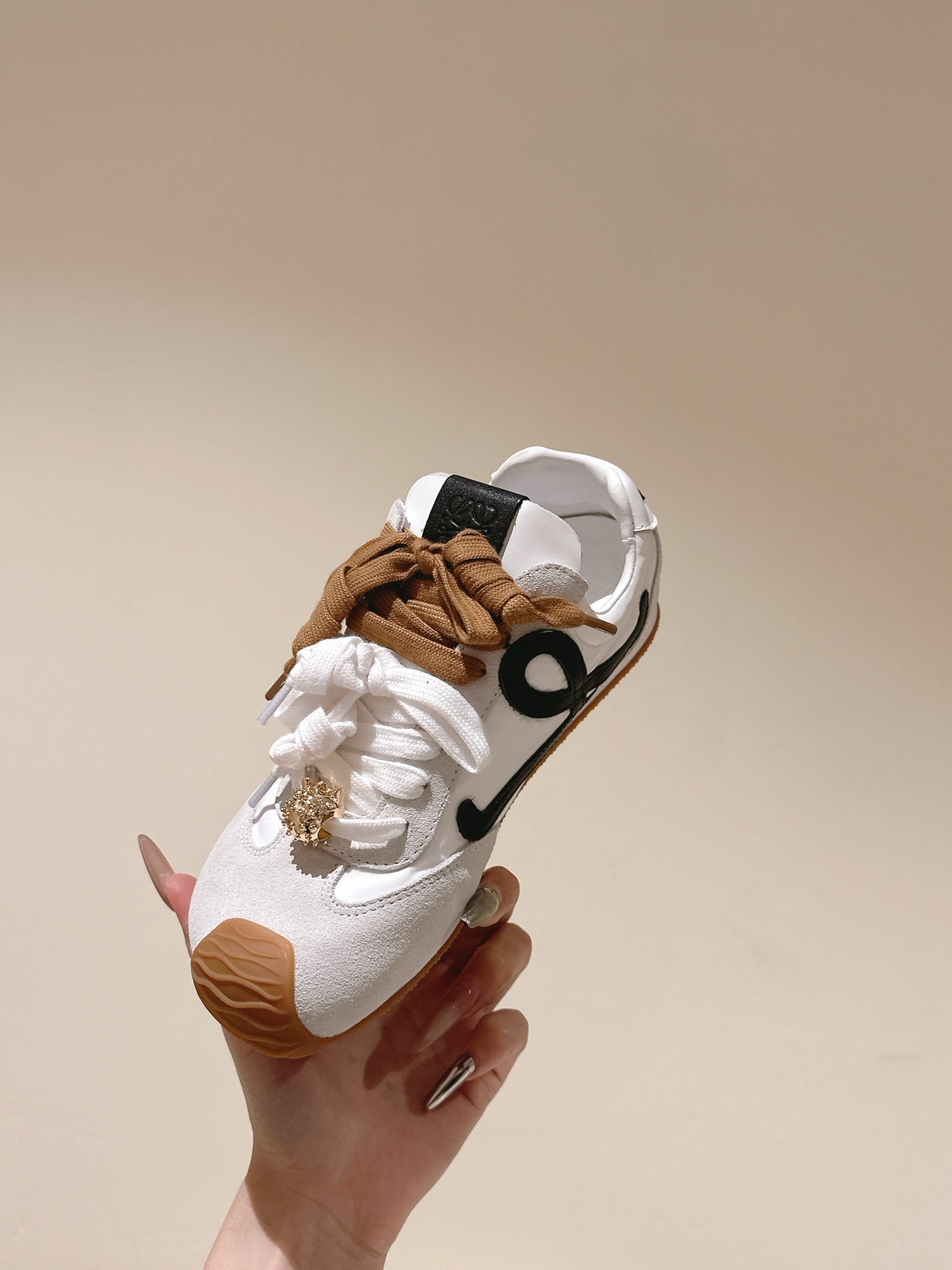 Loewe 2025 Ballet Runner 2.0 Sneaker White Suede Nylon Leather 556043