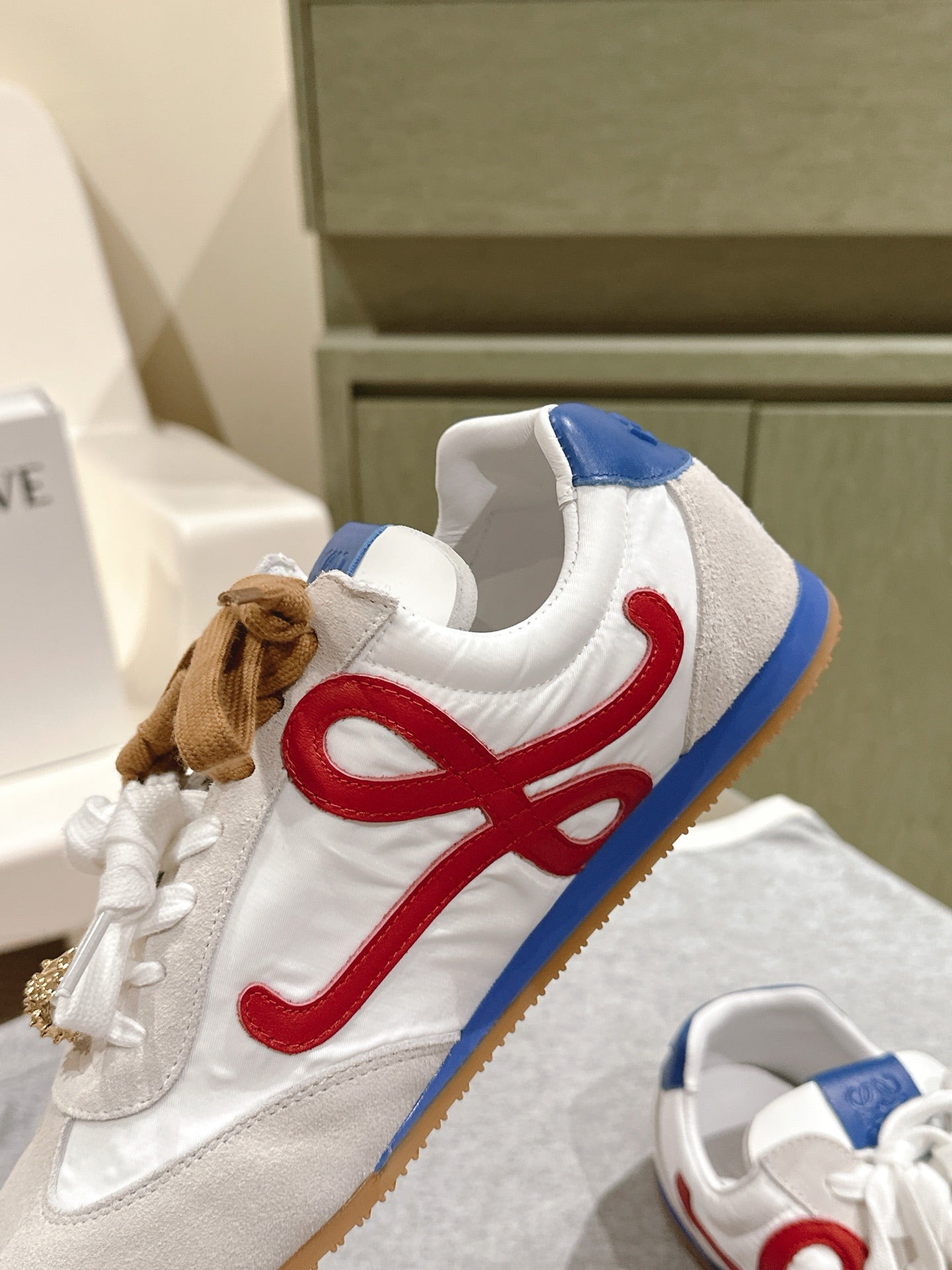 Loewe 2025 Ballet Runner 2.0 Sneaker White Blue Suede Nylon Leather 556046