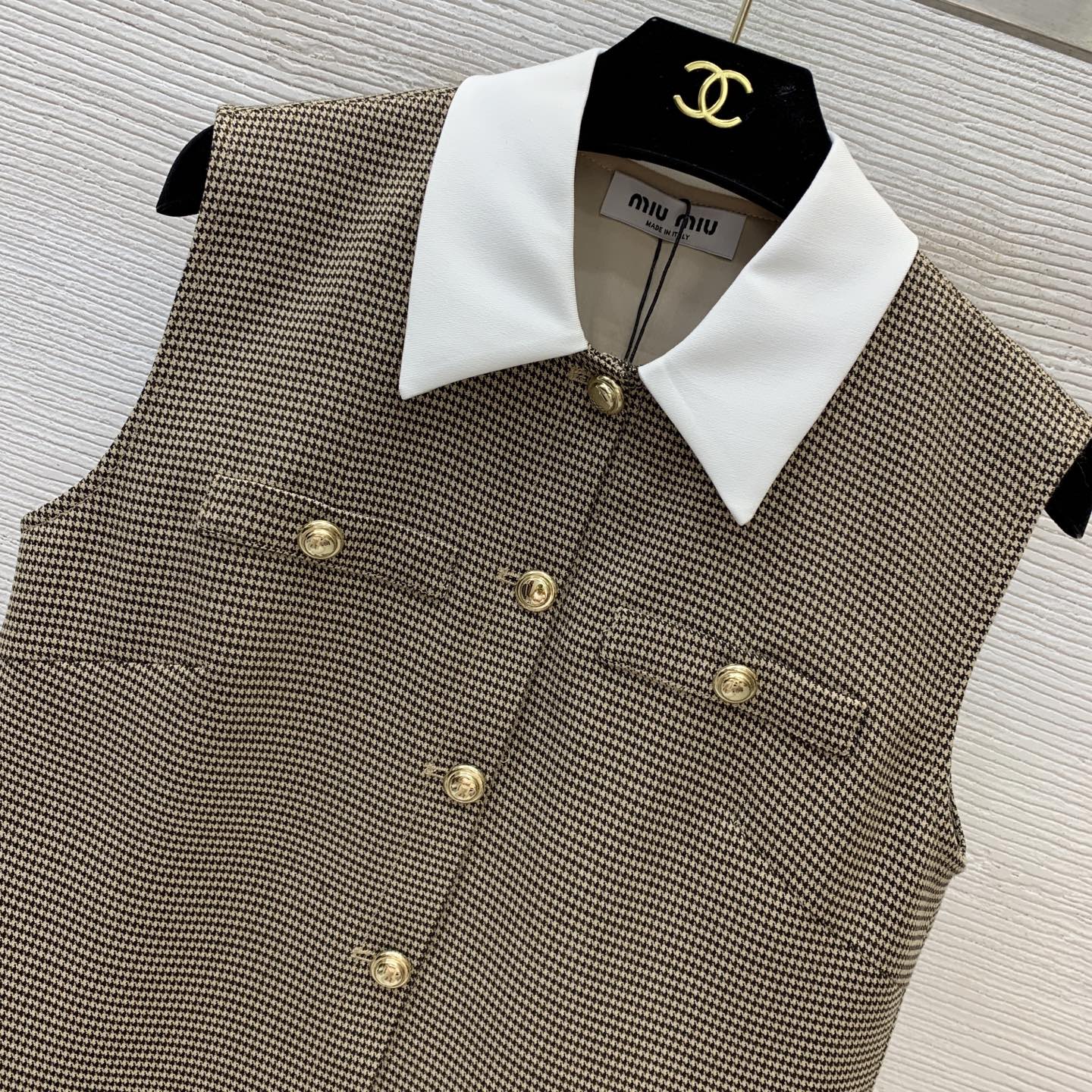 Miumiu 2026 Polo Mini Dress Beige Wool Blend Fabric 420341