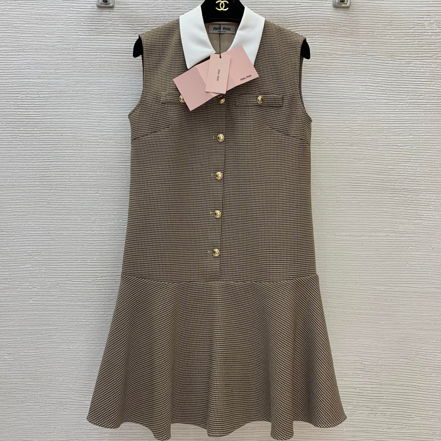Miumiu 2026 Polo Mini Dress Beige Wool Blend Fabric 420341