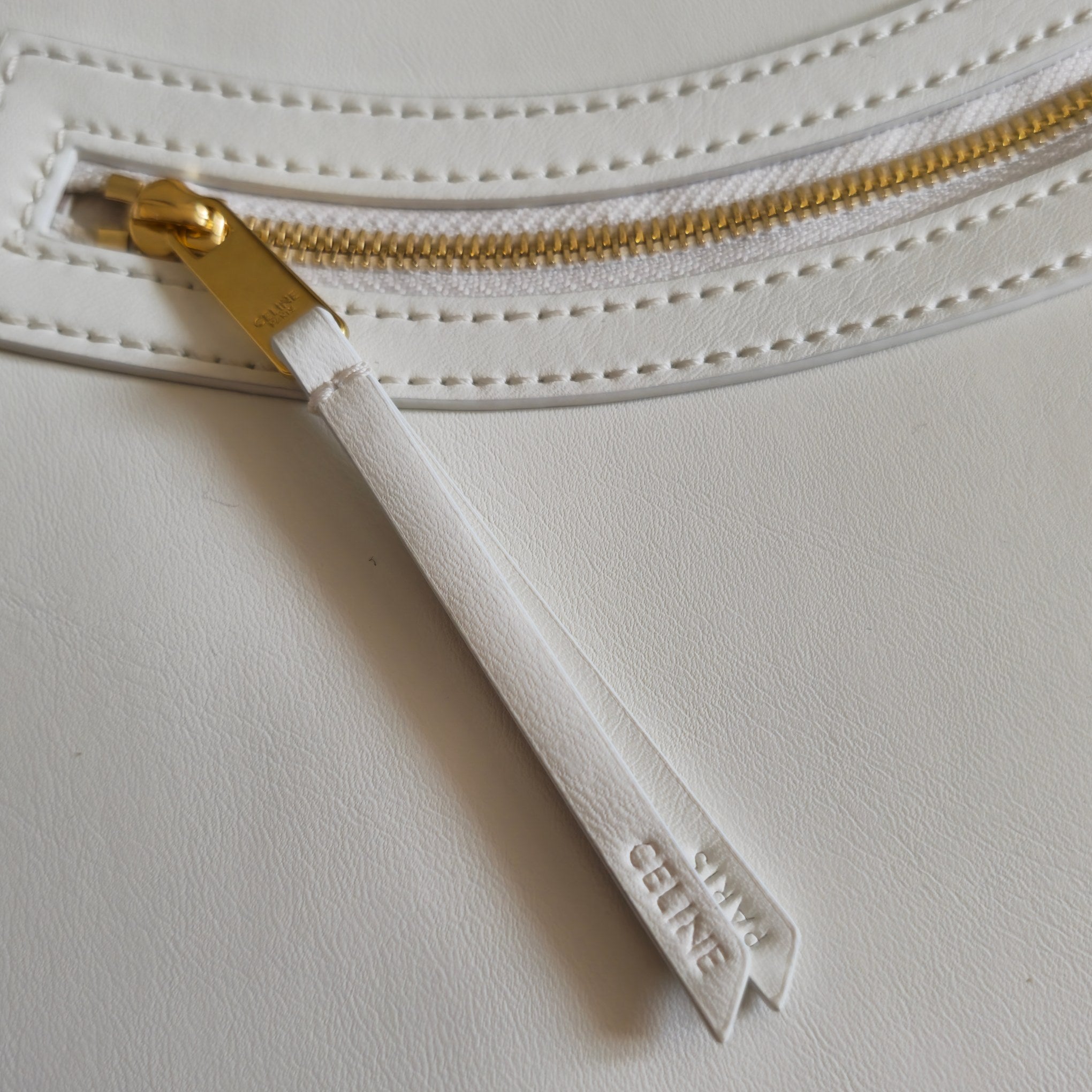 Celine 2026 Flat Cabas New Luggage Bag White Calfskin 276203