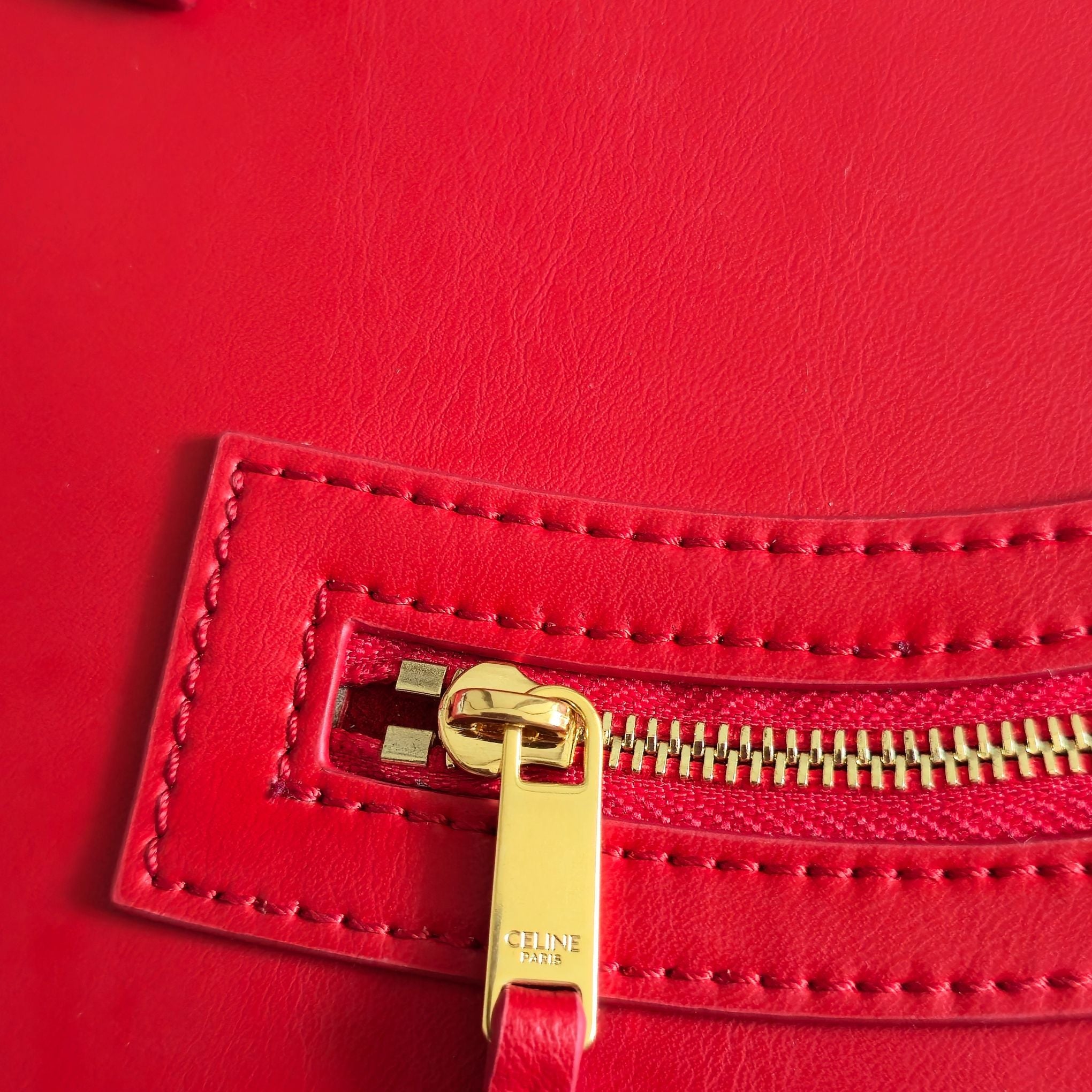 Celine 2026 Flat Cabas New Luggage Bag Red Calfskin 276209