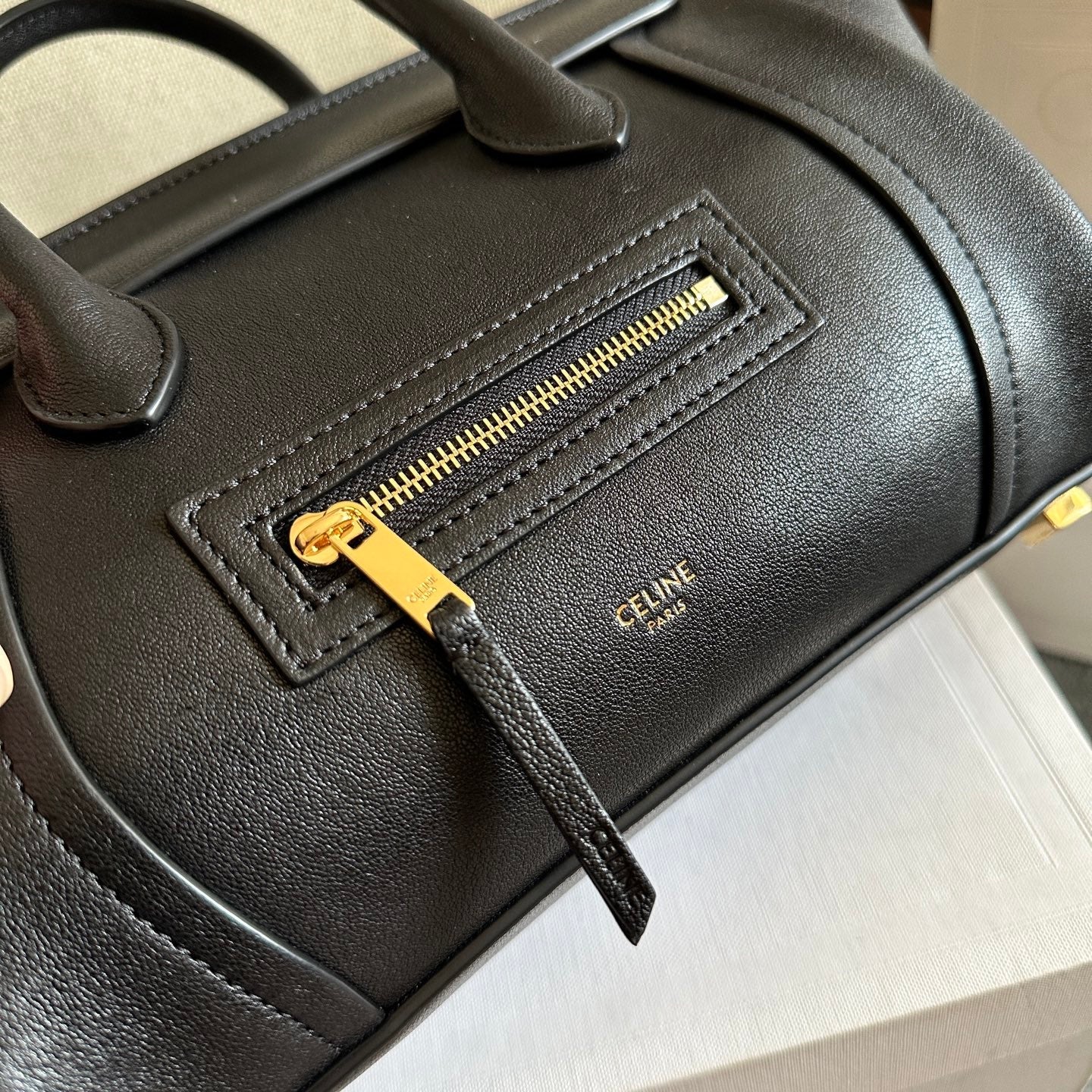 Celine 2026 Luggage Black Shiny Lambskin 276248