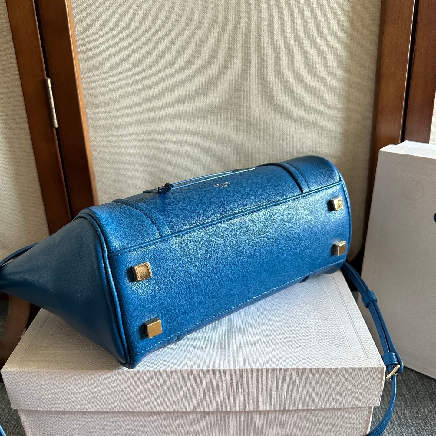 Celine 2026 Luggage Blue Shiny Lambskin 276254