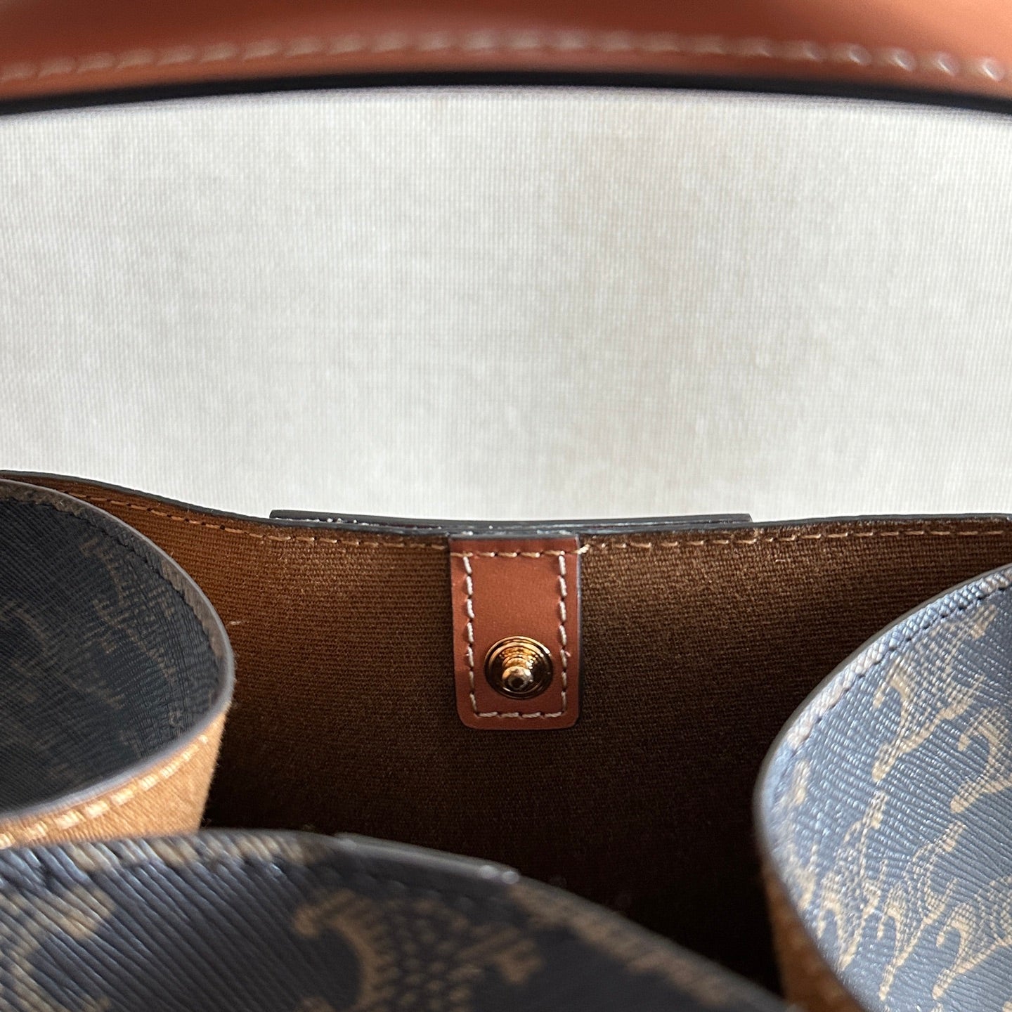 Celine 2025 Cube Bag 21cm Black Tan Canvas Calfskin 276297