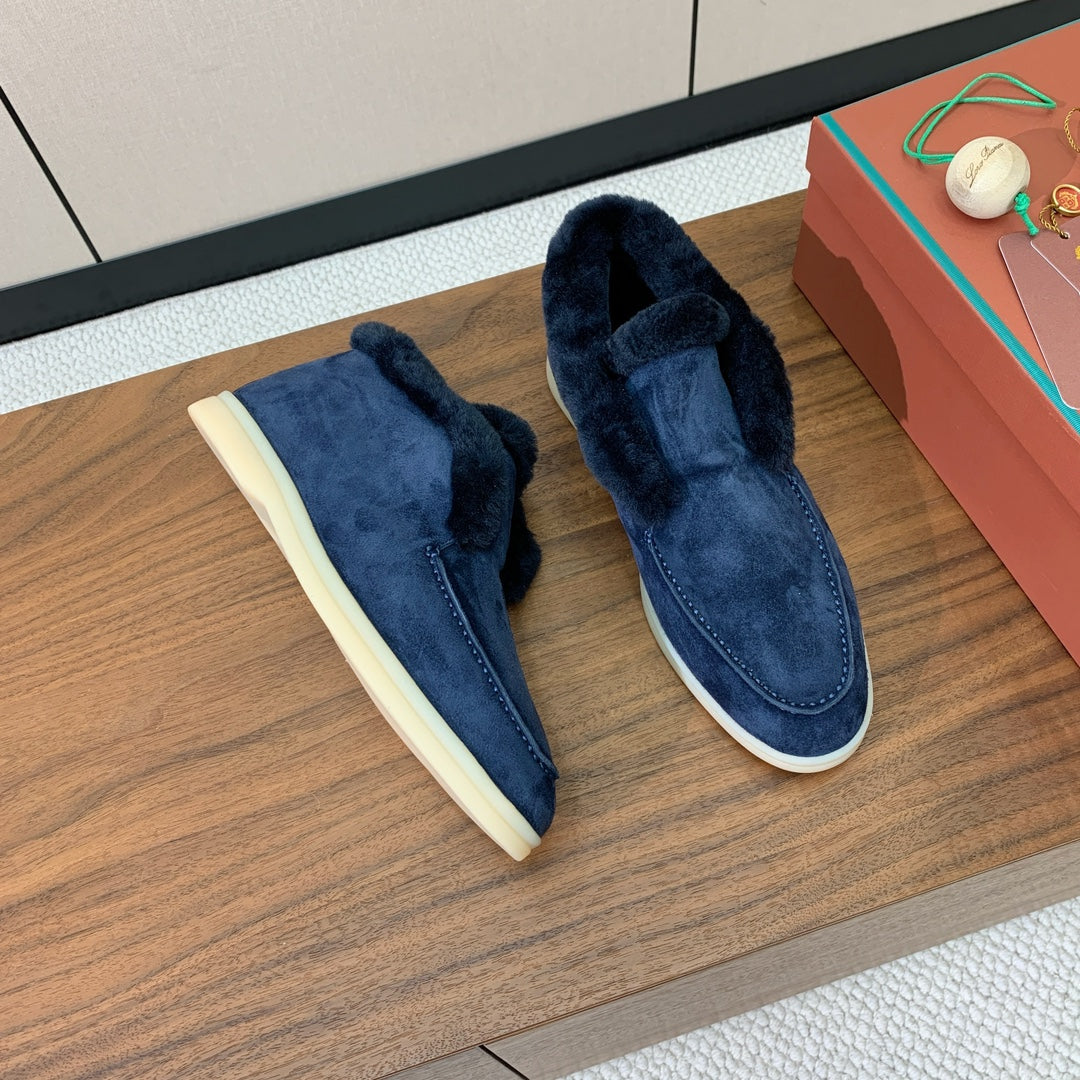 LP Open Walk Ankle Boot In Navy Blue Suede With Wool Fleece Lining  984275