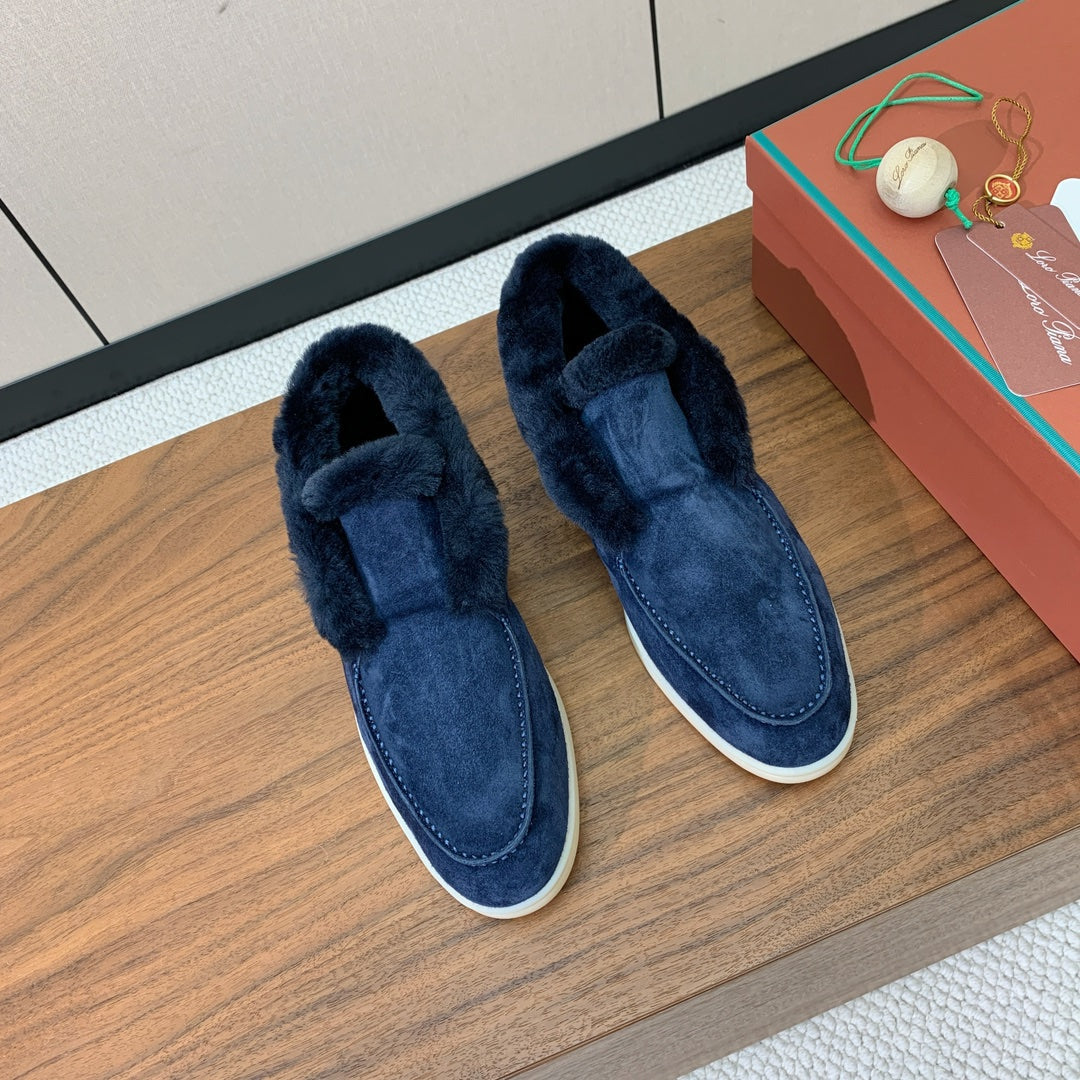 LP Open Walk Ankle Boot In Navy Blue Suede With Wool Fleece Lining  984275