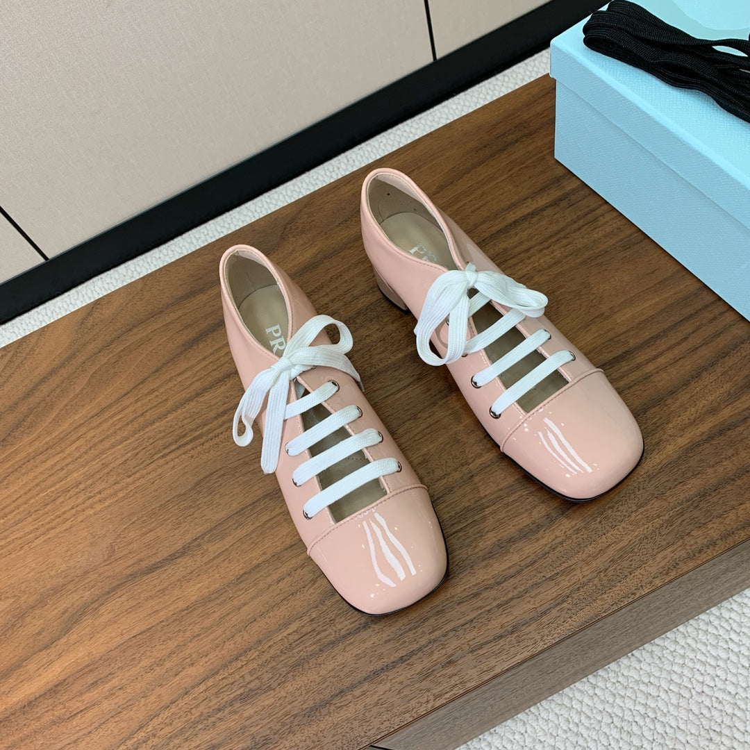 PRA 26S Chunky Heeled 40 Nude Pink Patent Leather 606371